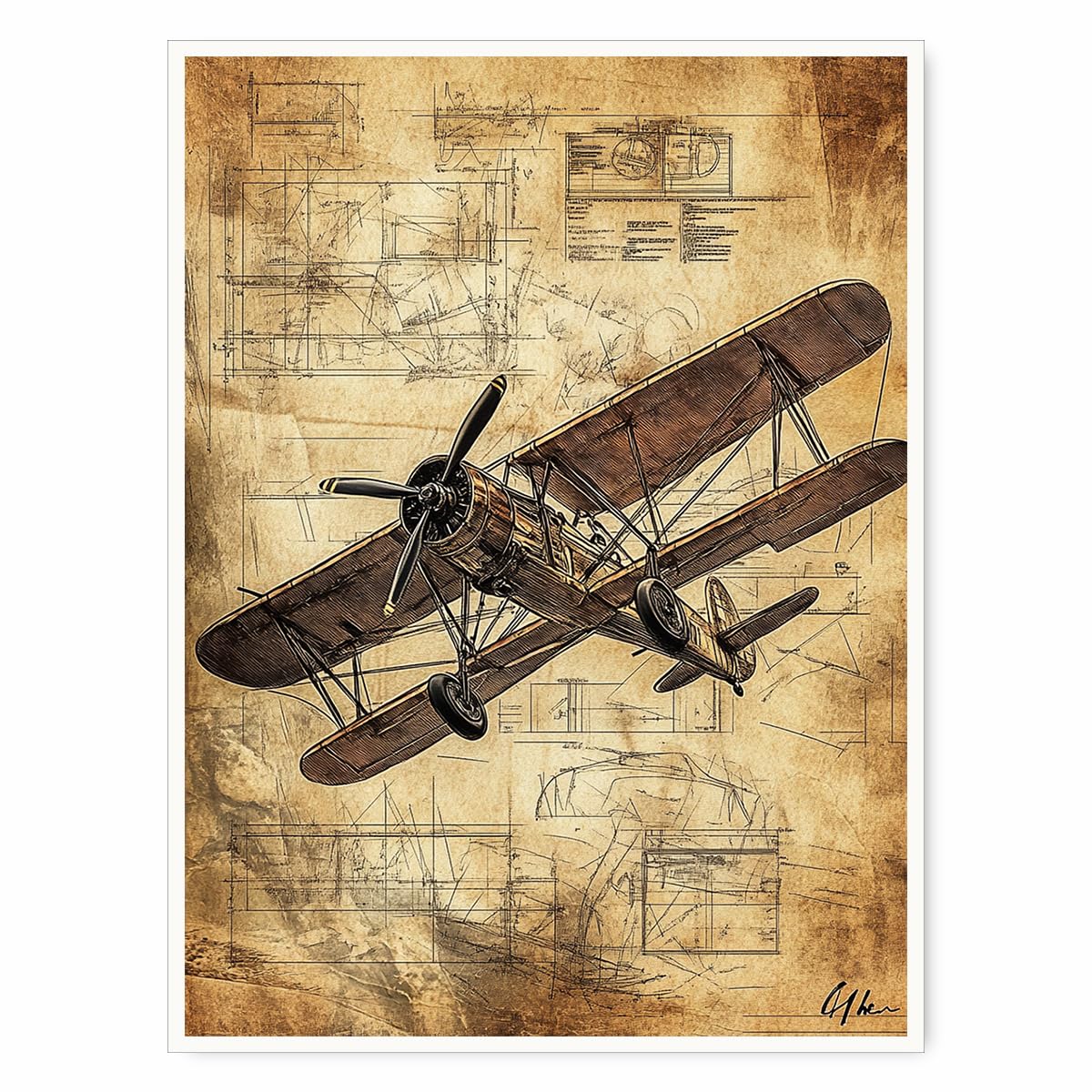 Steampunk Airship Canvas Wall Art Vintage Cityscape Illustration with Metallic Airship and Ornate Buildings Fantasy Sci-Fi Print for Office Lounge Studio Posters 11x14in Unframed