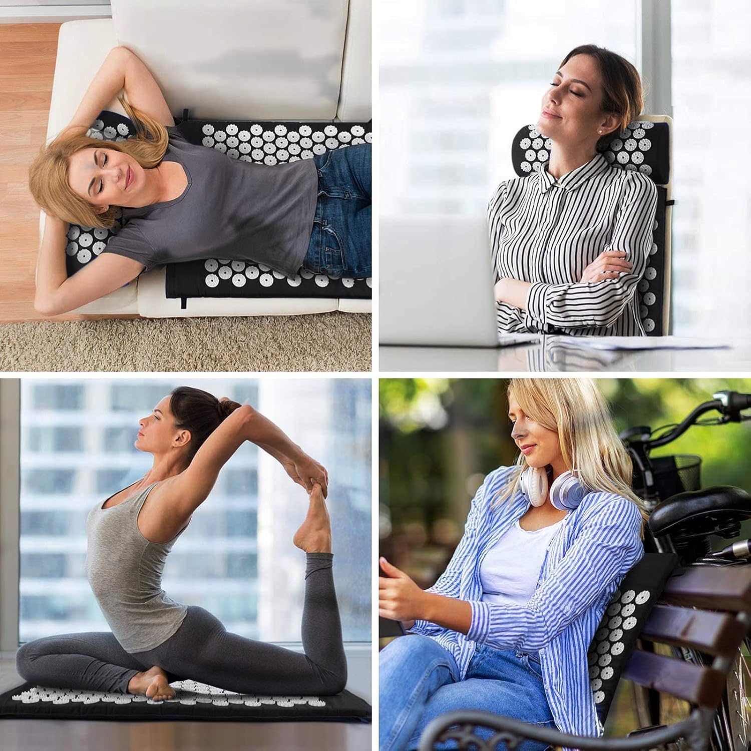 Akupressur-Set Akupressurmatte Kissen zur Wohltuenden Entspannung und Massage, Linderung von Rückenschmerzen Kopf-Nackenschmerzen, Stress und Schlafstörungen zu Hause, ins Büro oder auf Reisen