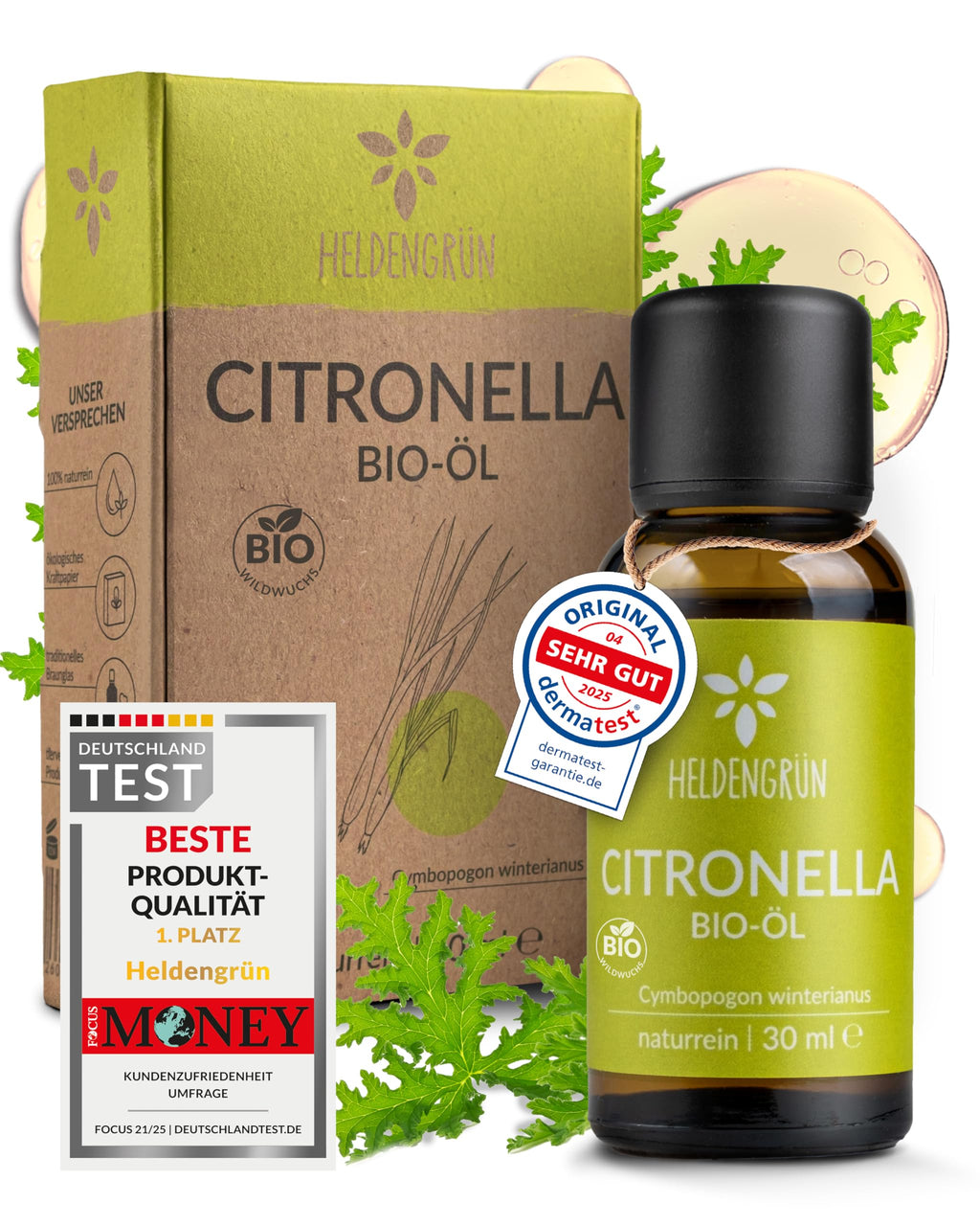 Heldengrün® BIO Orangenöl [100% NATURREIN] Kaltgepresst aus echten Orangen - Orangenöl zum Verzehr - Ätherisches Öl - Duftöl Orange Oil