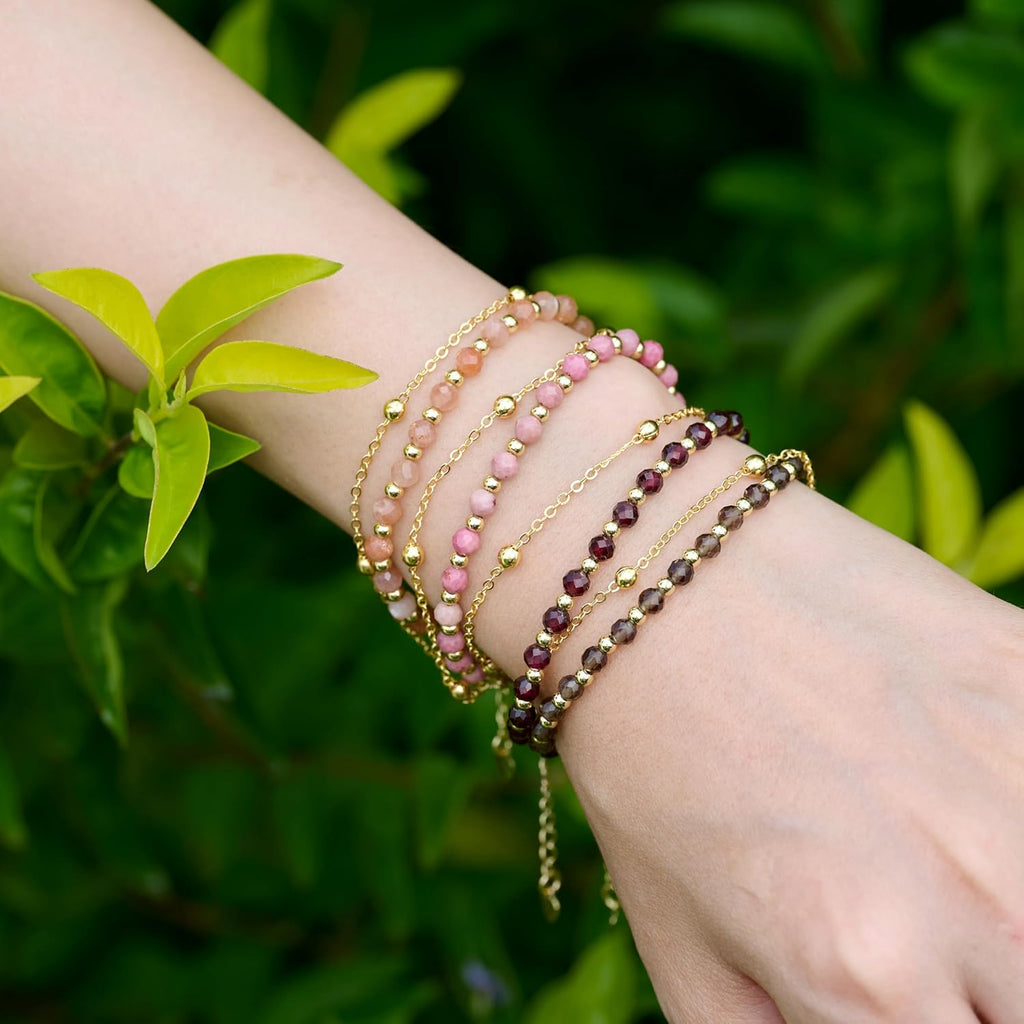 Farfume Edelstein Perlen Armband für Frauen, 4mm Kristall Silber 925 Naturstein Schmuck Elastisch Armbänder Damen, Chakra Spirituelle Charms Armbänder Valentinstag Geschenke