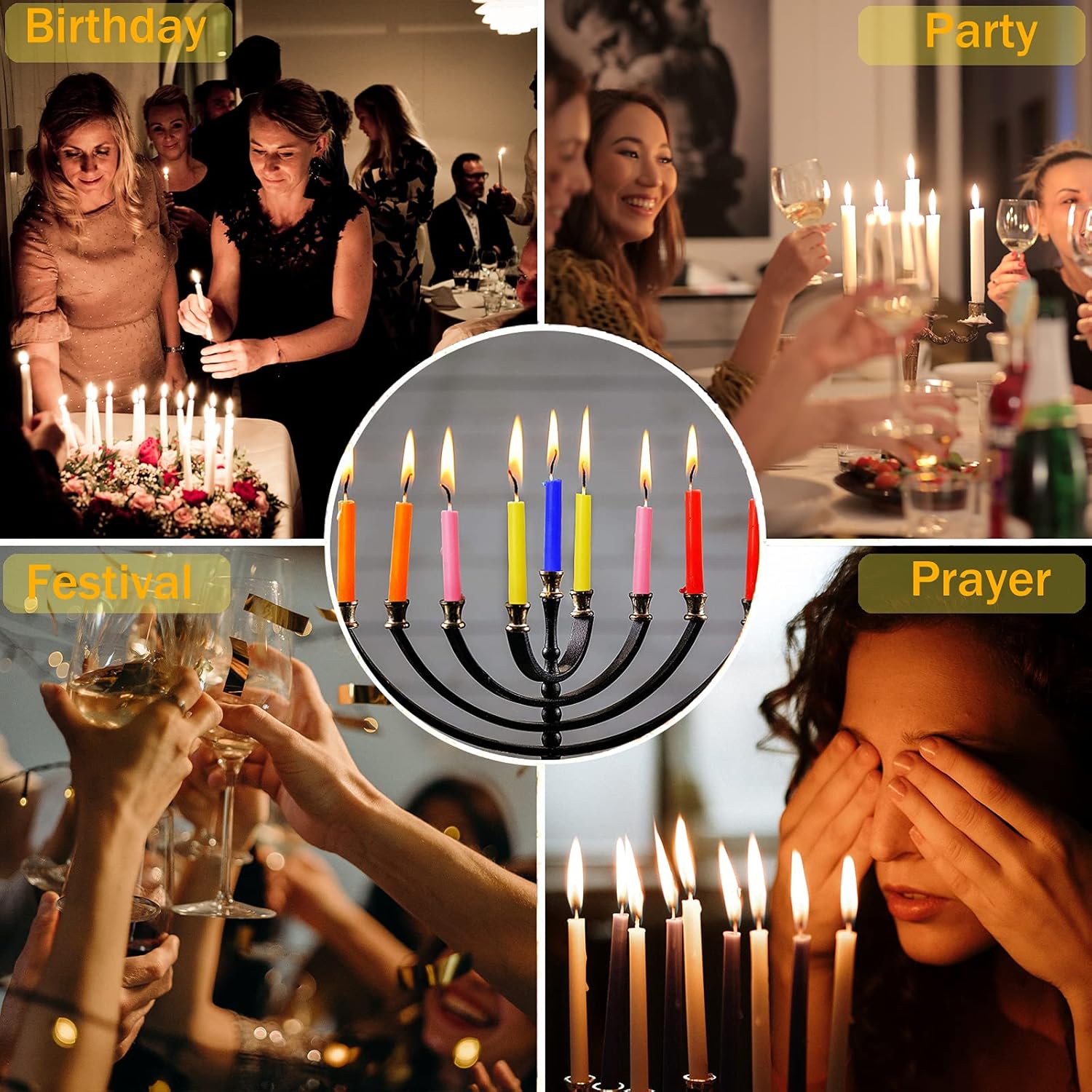 MUOIVG Candle 100 Kerzen Kleine Dripless,Leuchterkerzen für Chimes, Magie, Gemeinde, Geburtstag,Bankett,Vigil Kerzenschein, Rituale, Partydekoration (10 Farben),mit rückstandsfreiem Abbrand
