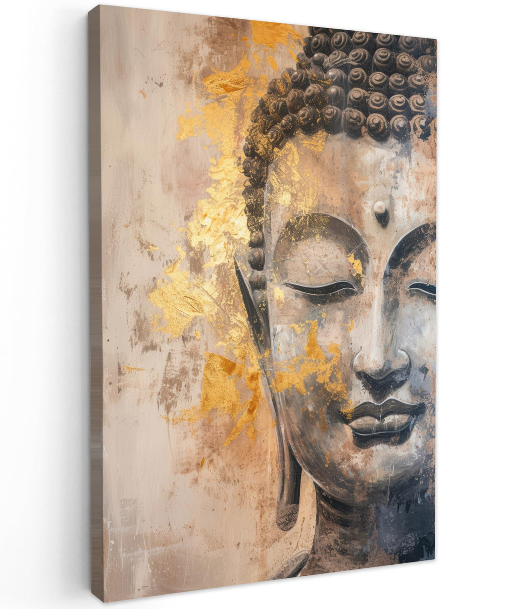MuchoWow© Wall Pictures Large 120 x 80 cm XXL Bedroom Home Decoration Home Picture Living Room Photo Canvas Wall Pictures Canvas Wall Decor Buddha - Zen - Gold - Luxury - Spiritual