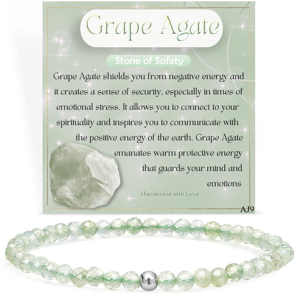 Gemstone Beads Bracelet for Women, 4 mm Crystal Silver 925 Natural Stone Jewellery Elastic Bracelets Women, Chakra Spiritual Charms Bracelets Gifts