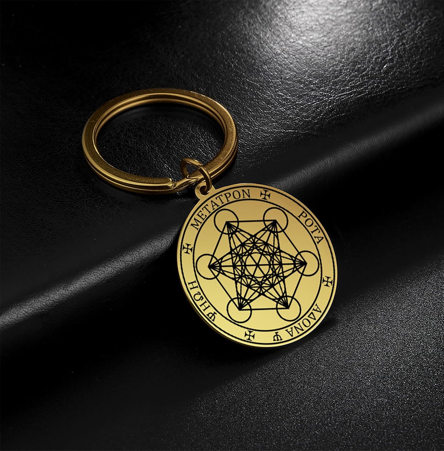EUEAVAN Metatron Cube Necklace for Men Sacred Geometry Pendant Stamp of the Archangel Angel St Michael Declaration Keychain Spiritual Protection Talisman Religious Jewelry