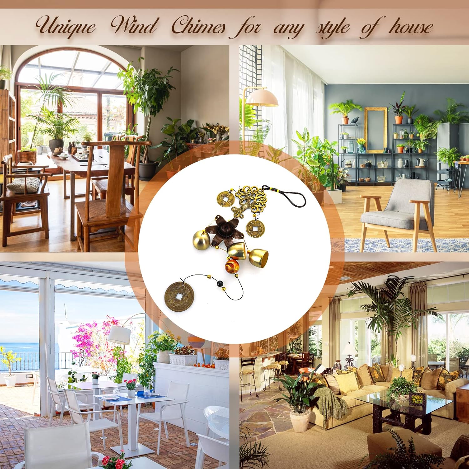 TIESOME Windspiel Metall, Windglocke Glücksbaum des Lebens mit Lanyard Feng Shui Hängende Dekoration Viel Glück Segen Patio Yard Indoor Outdoor Haustür Dekorationen