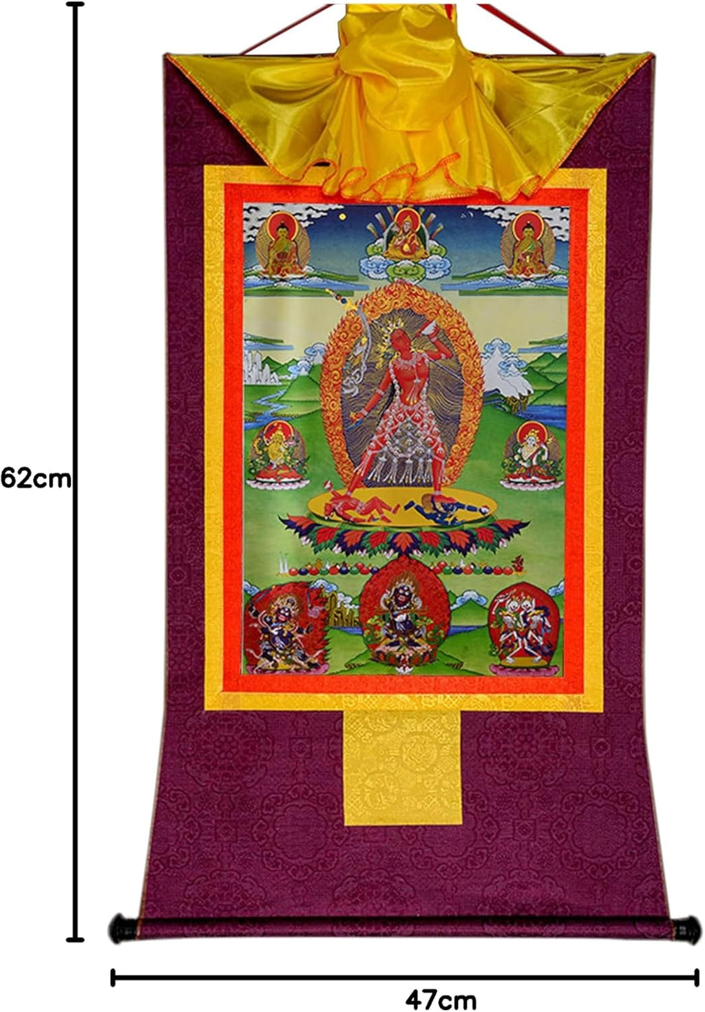 Gandhanra Thangka Tibetische Wandbehang,Naro Khechara Vajrayogini Thangka,Heißgeprägter Buddha Wandteppich für Zen Wohnkultur, Meditation, Spirituelle Entspannung und Ruhe