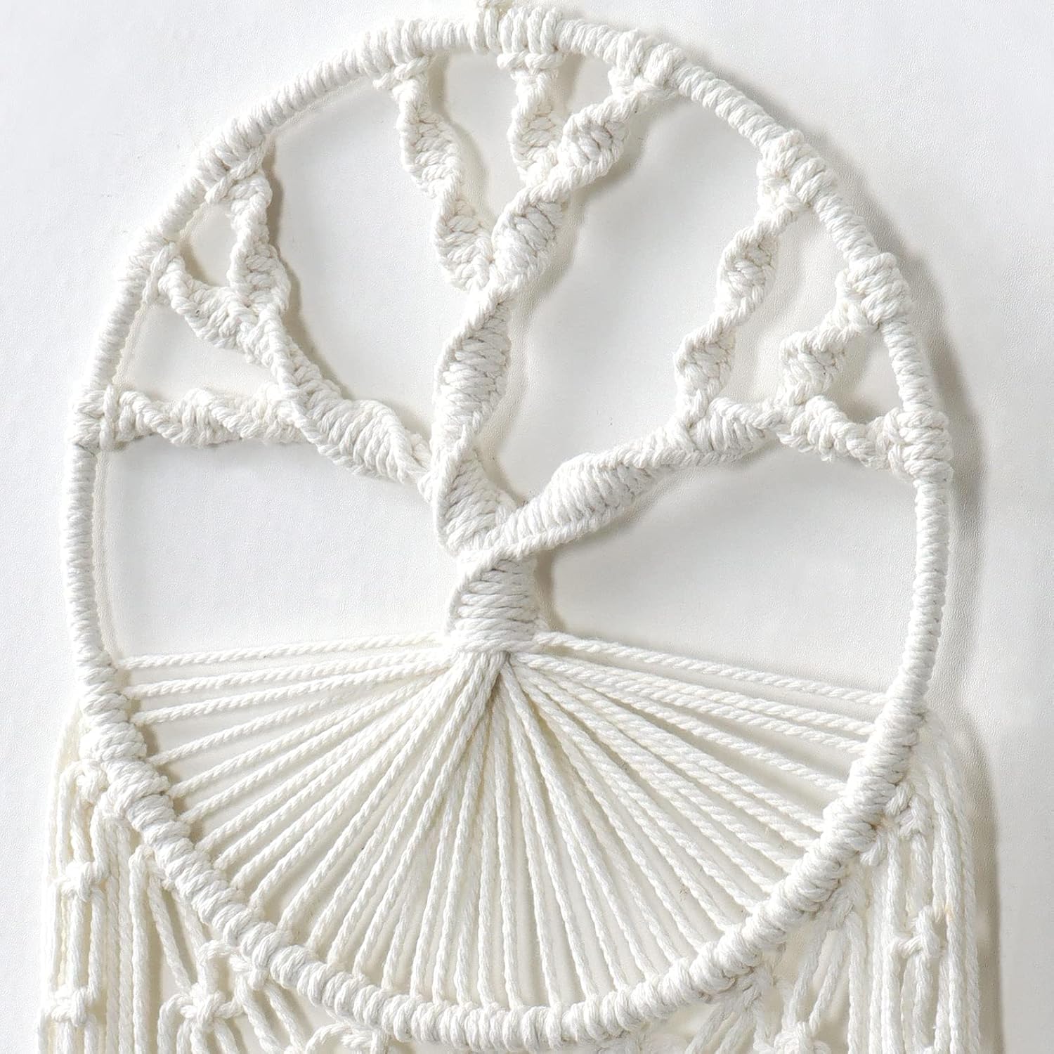 LOMOHOO Tree of Life Dream Catcher, Macrame Wall Hanging, Boho Dream Catcher with Feather Leaf, Bohemian Dream Catcher for Wedding Parties, Bedroom, Children's Room, Cafe, Gypsy Decor