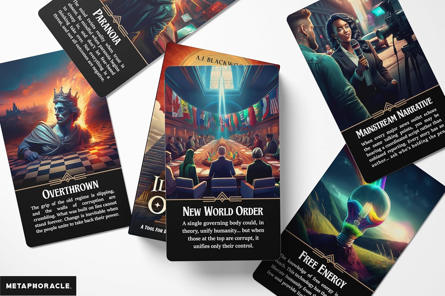 The Illuminati Oracle: A Tool for Discerning Truth in Conspiracy by A.J. Blackwood - 70 Card Divination Game to Decode Current Events, Expose Hidden Agendas & Manifest Higher Timelines