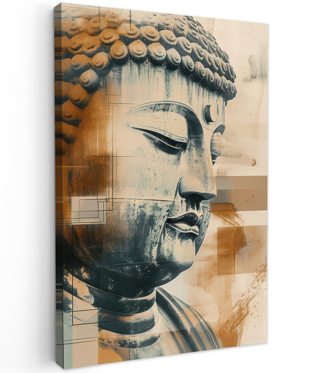 MuchoWow© Wall Pictures Large 120 x 80 cm XXL Bedroom Home Decoration Home Picture Living Room Photo Canvas Wall Pictures Canvas Wall Decor Buddha - Zen - Gold - Luxury - Spiritual