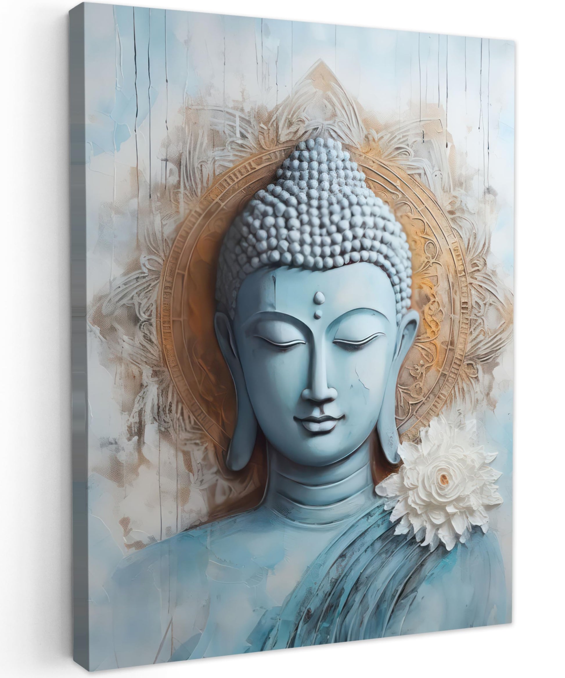 MuchoWow© Wall Pictures Large 120 x 80 cm XXL Bedroom Home Decoration Home Picture Living Room Photo Canvas Wall Pictures Canvas Wall Decor Buddha - Zen - Gold - Luxury - Spiritual