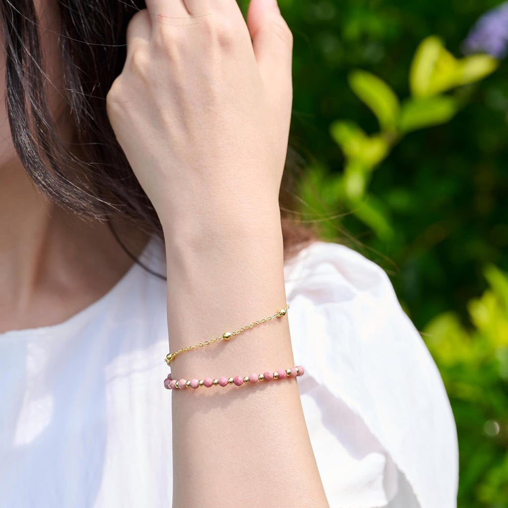 Farfume Edelstein Perlen Armband für Frauen, 4mm Kristall Silber 925 Naturstein Schmuck Elastisch Armbänder Damen, Chakra Spirituelle Charms Armbänder Valentinstag Geschenke