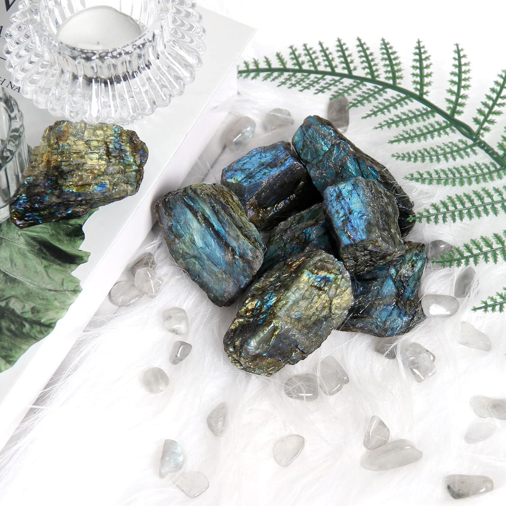 500 Grams Raw Labradorite - Natural Unpolished Crystal with Shimmer, Large Irregular Mineral Sample for Home Decoration, Collection & Craft Projects