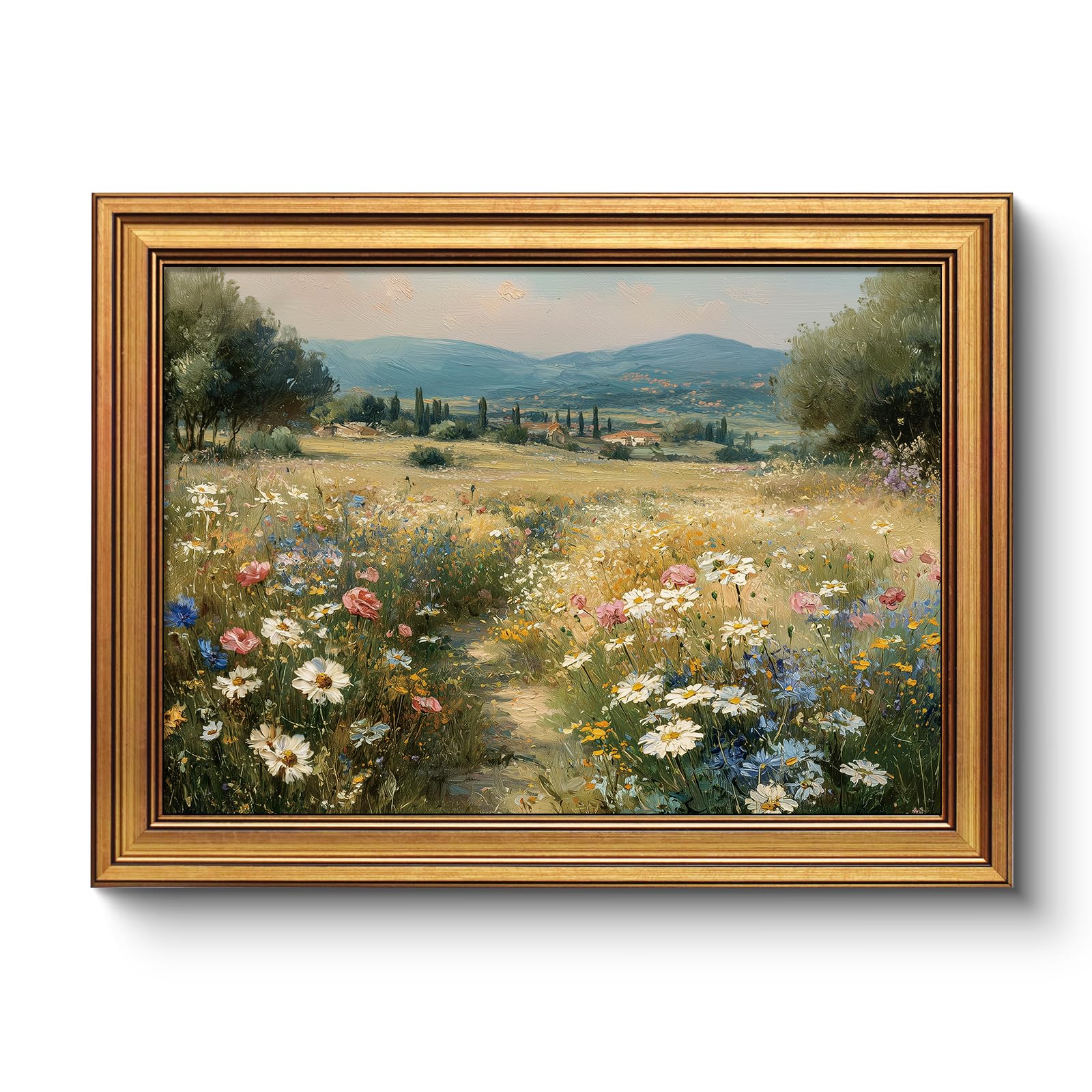 Vintage Sacred Heart of Jesus Christ Canvas Gold Framed Wall Art, 12x16 Inch Religious Oil Painting Artwork, Christian Art Print for Home Living Room Spiritual Spaces Decor