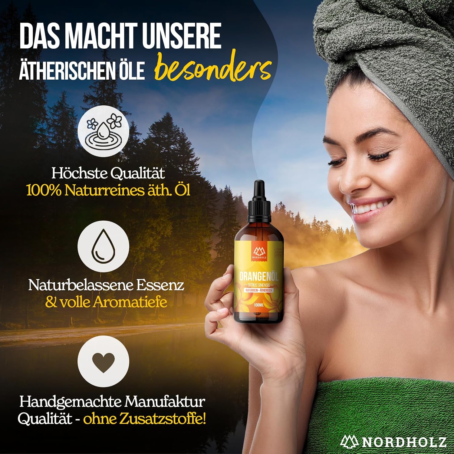 Mountain Pine Oil [100% Natural] - Pharmaceutical Quality Essential Oil from Steam Distillation - Vegan, Laboratory Tested - For Sauna, Diffuser & Aromatherapy