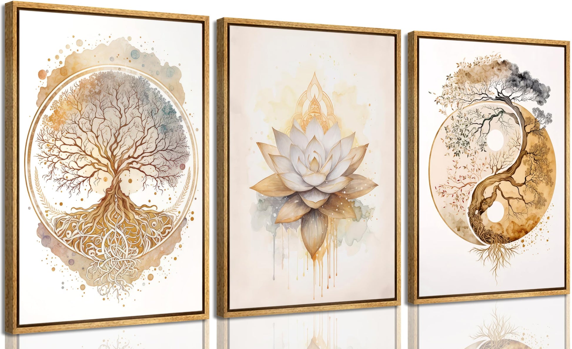 Tree of Life Canvas Wall Art Lotus Zen Painting Picture Wall Decor Abstract Yin Yang Fall Art Poster Print Artwork for Living Room Yoga Room Hotel Bedroom Home Decoration