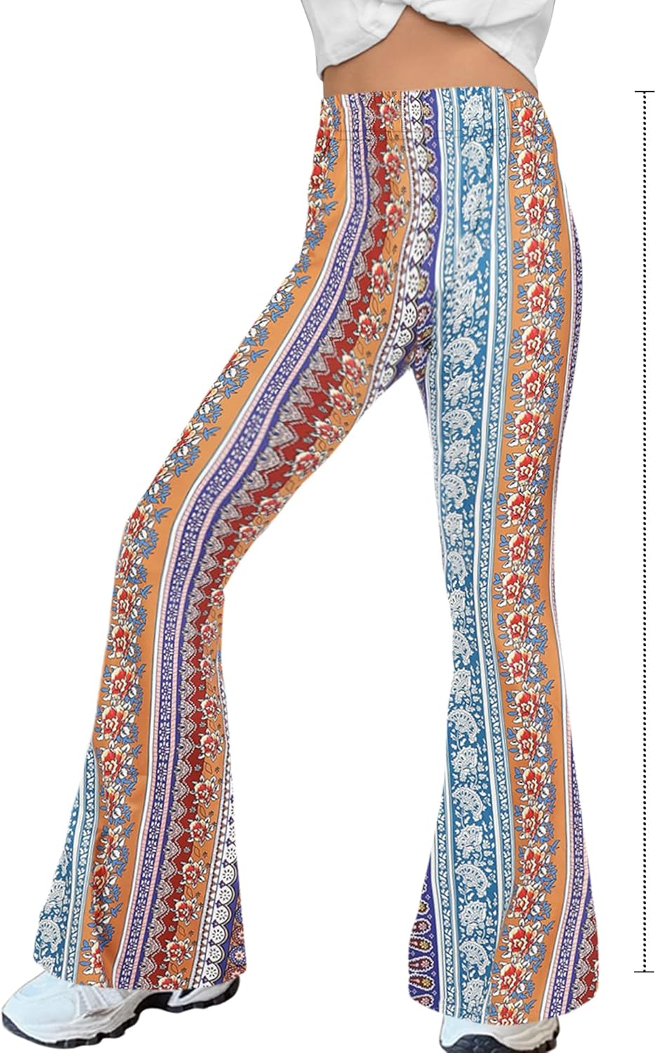 WSPLYSPJY Women's Print Stretch Bell Bottom Flare Palazzo Pants Trousers