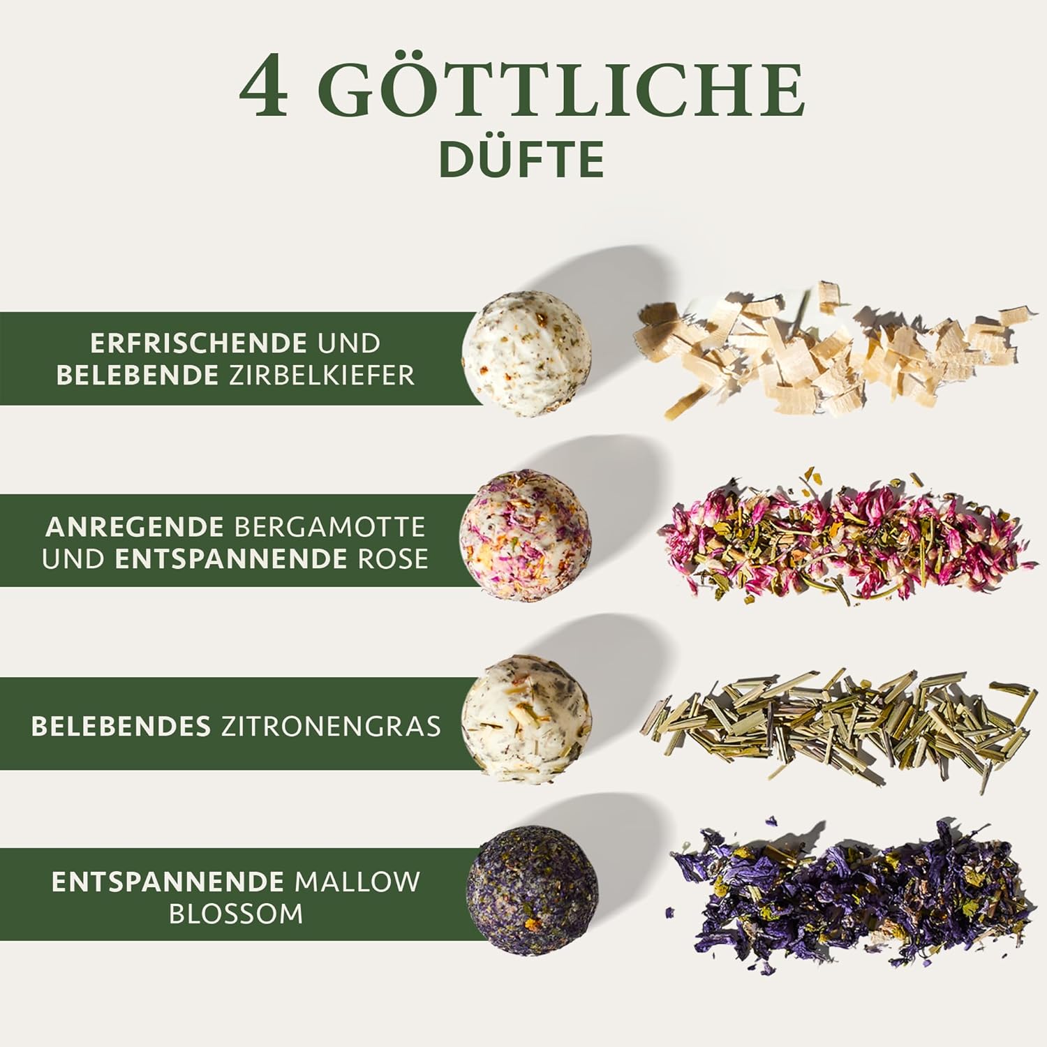 Satin Naturel 4 Luxuriöse BIO Badebomben Vegan - Wellness Geschenke für Frauen - Premium Badekugeln - Geburtstagsgeschenk für Frauen - Luxus-Geschenkbox Naturkosmetik