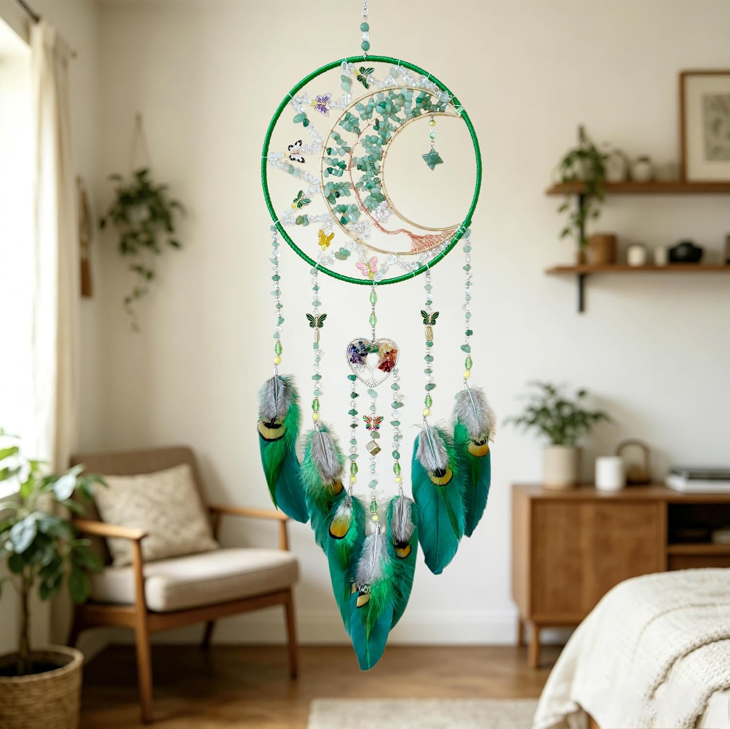 Boho Dream Catchers Moon Crystal Tree of Life Dreamcatcher Wall Decor