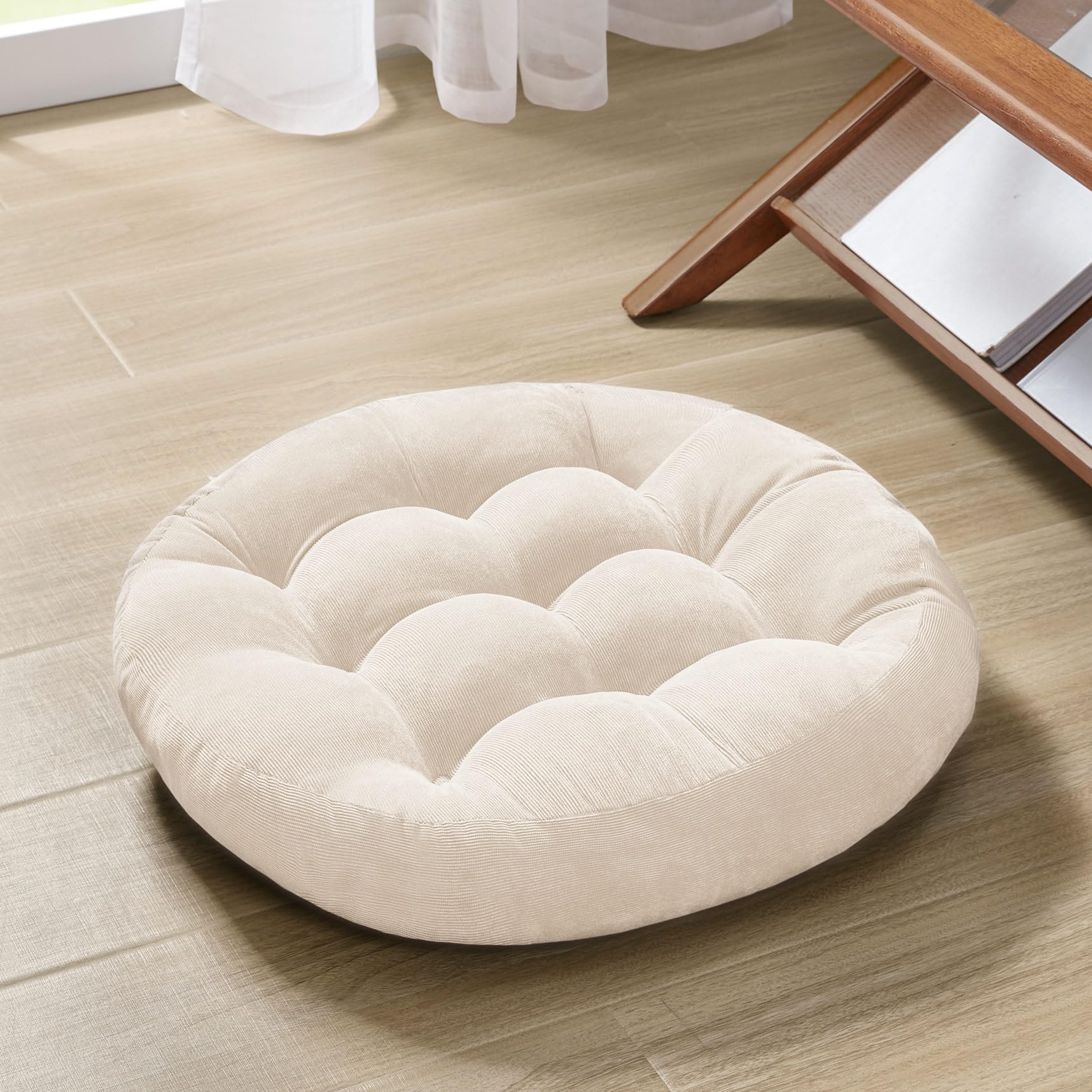 Degrees of Comfort Meditation Floor Pillow, Square Large Pillows Seating for Adults, Tufted Corduroy Thick Cushion for Living Room Tatami, Turquoise, 22x22 Inch