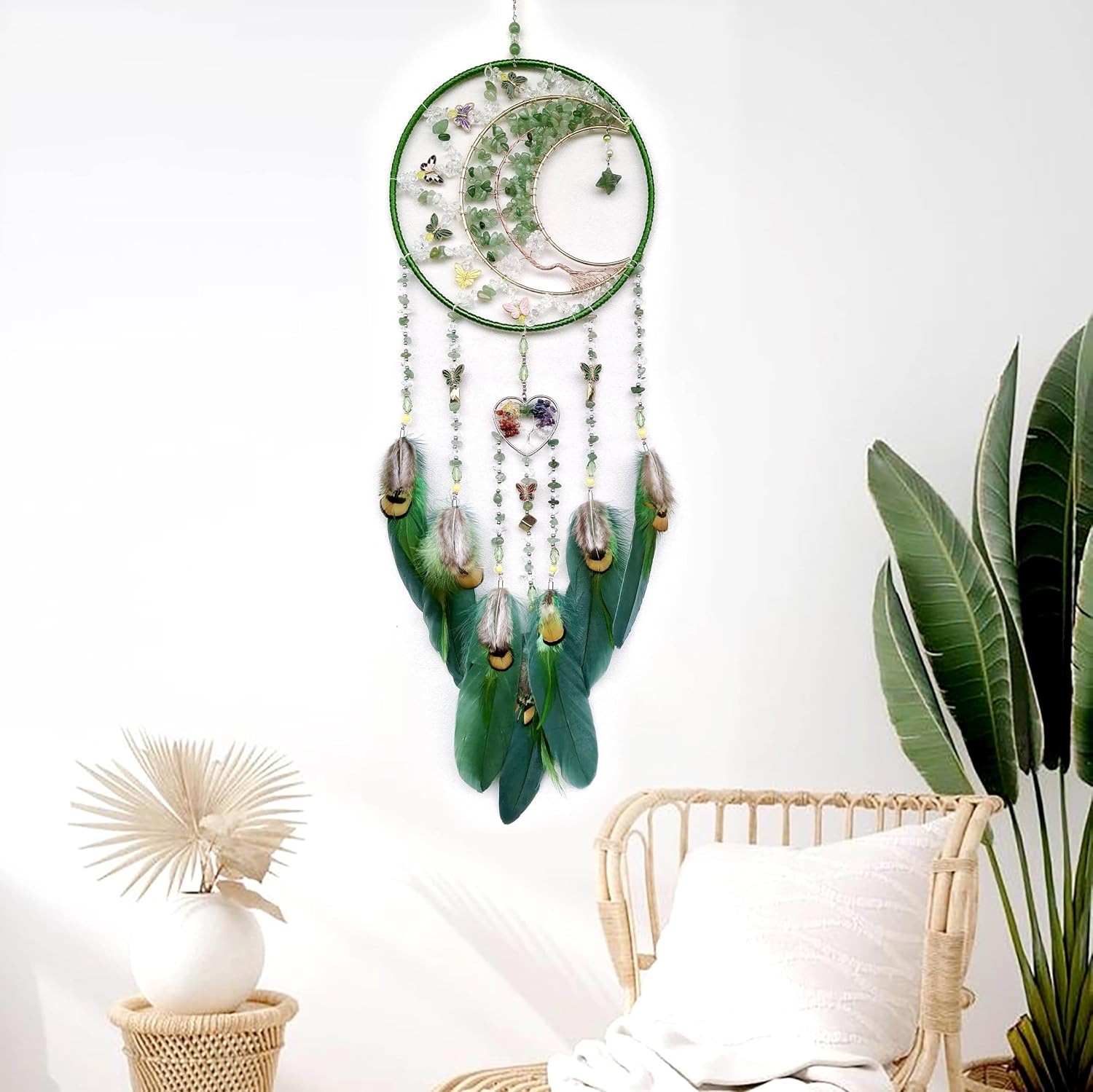Boho Dream Catchers Moon Crystal Tree of Life Dreamcatcher Wall Decor