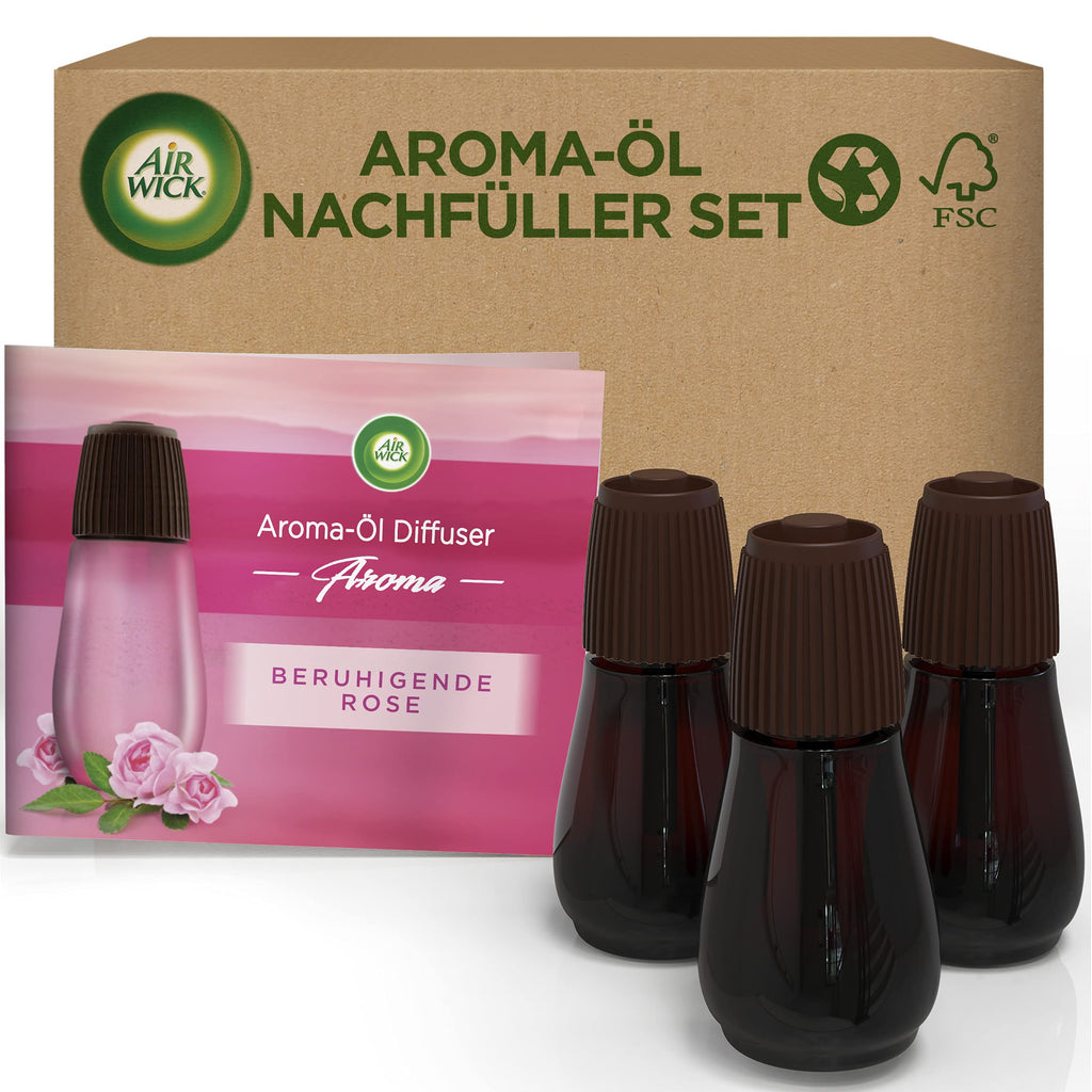 Air Wick Scented Oil Bottle - Fragrance Oil Refill Set for Air Wick Diffuser - Fragrance: Relaxing Lavender – 3 x 20 ml Essential Oil with Diffuser.