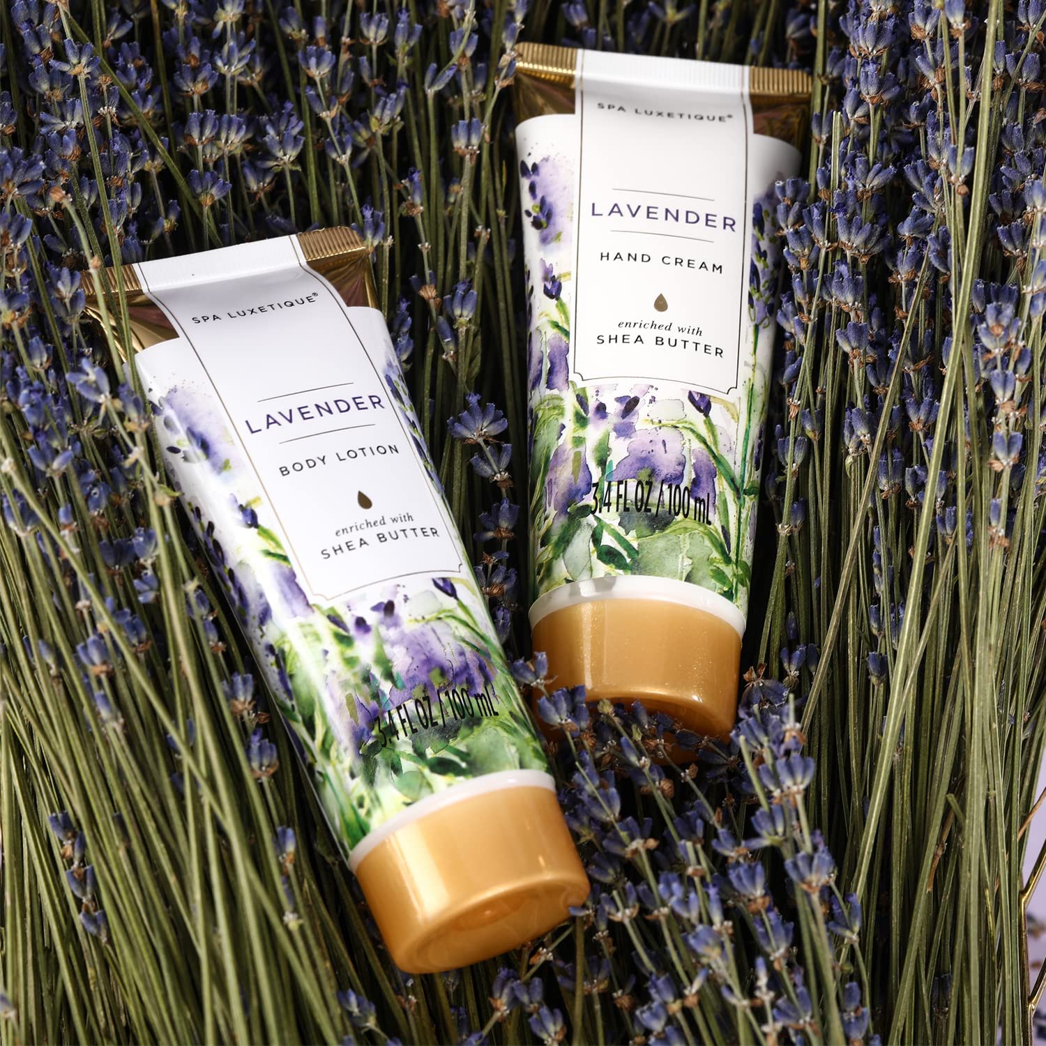 SPA LUXETIQUE Damen Bade Geschenkset - 10tlg. Lavender Duft Geburtstaggeschenk Wellness set für Frauen Handcreme, Duschgel, Schaumbad, Bodylotion, Badesalz, Badeschwamm, Muttertagsgeschenk