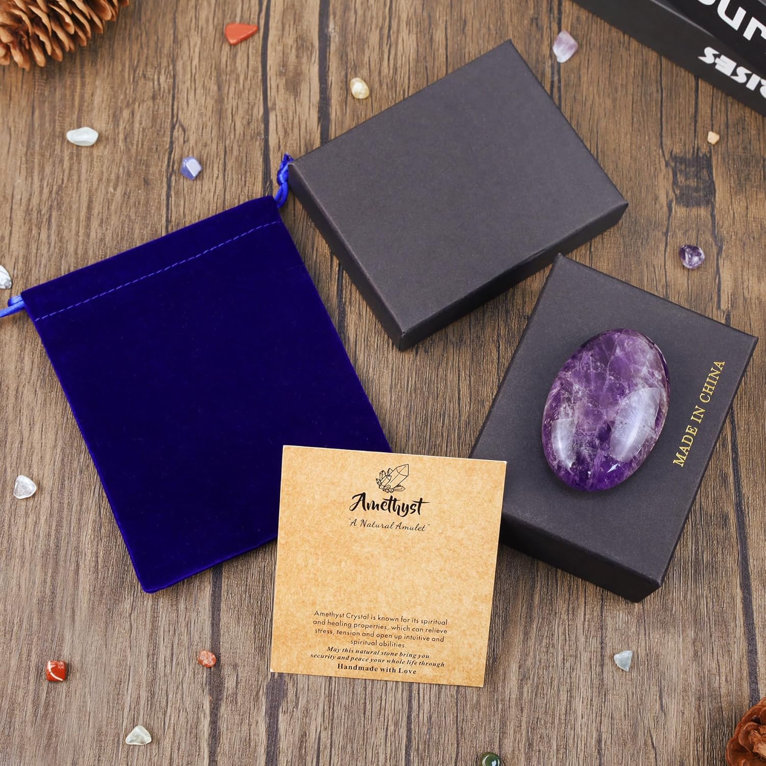 AWARDSEN 1 PCS 2.4" Amethyst Edelsteine Groß, Violett Kristall Oval Heilung Kristall für Reiki Heilung, Wiccan Lieferungen, Balancing Meditation Zubehör