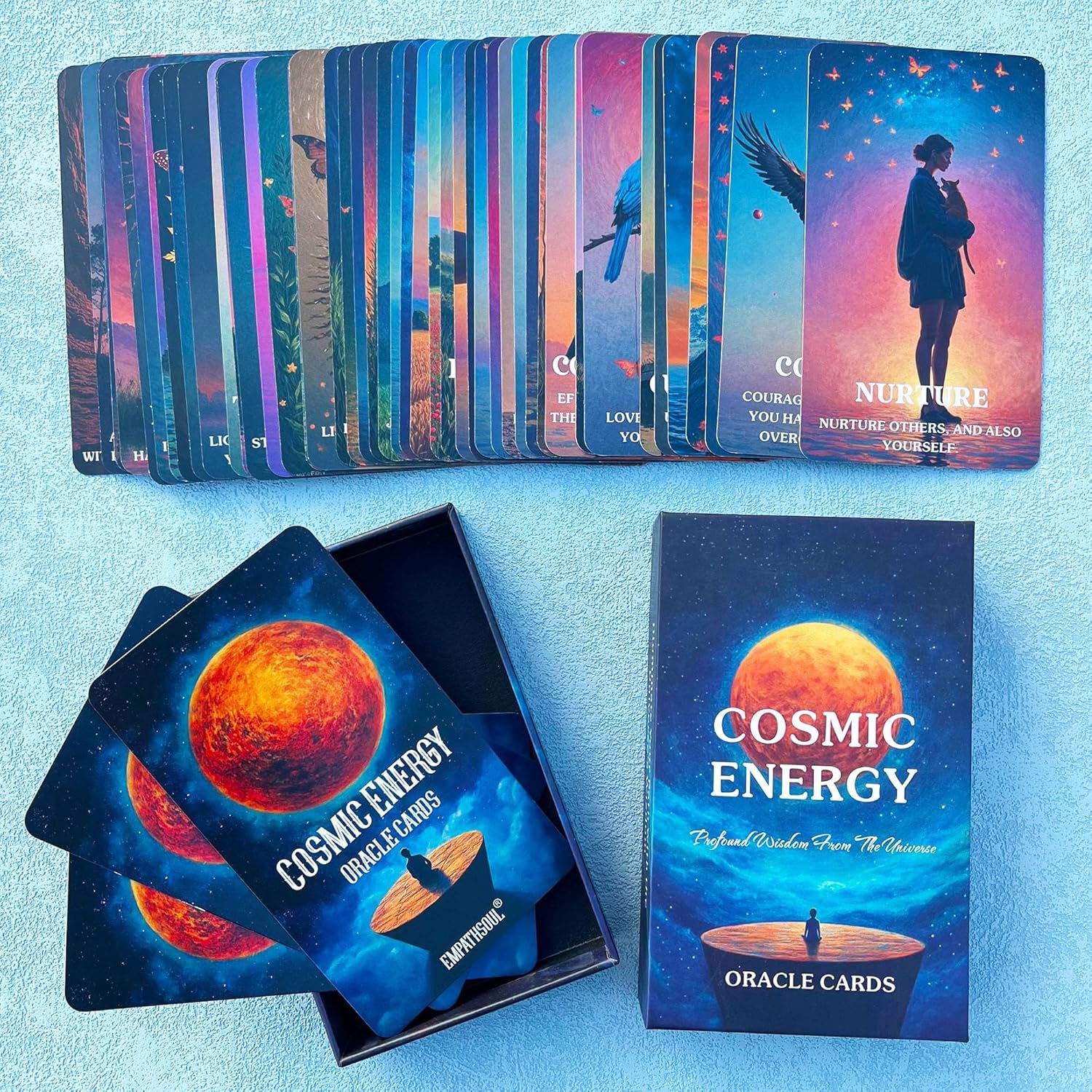 QCFQCF Cosmic Orakelkarten, Universum Message Orakelkarten für Anfänger, Innere Stärke, Spirituelle Führung, Oracle Deck, Universal Weisheit für den täglichen Gebrauch, Lesungen und Meditation