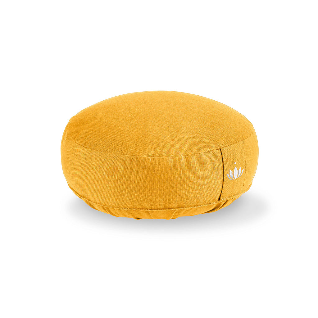 Lotuscrafts® Meditationskissen mit 10 cm Sitzhöhe, extra niedrig, Yoga Kissen mit Dinkelfüllung, Yogakissen Rund, Bodenkissen Rund, Yogakissen Meditationskissen, Bezug waschbar, GOTS Zertifiziert