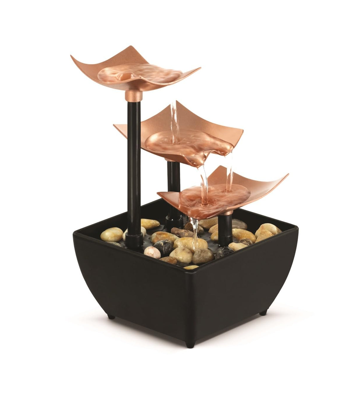 Homedics Tabletop Water Fountain, Home Décor Soothing Sound Machine | Automatic Pump, Deep Basin & Natural River Rocks. Indoor Zen Relaxation for Office, Living Room, or Bedroom, 8.25” Tall