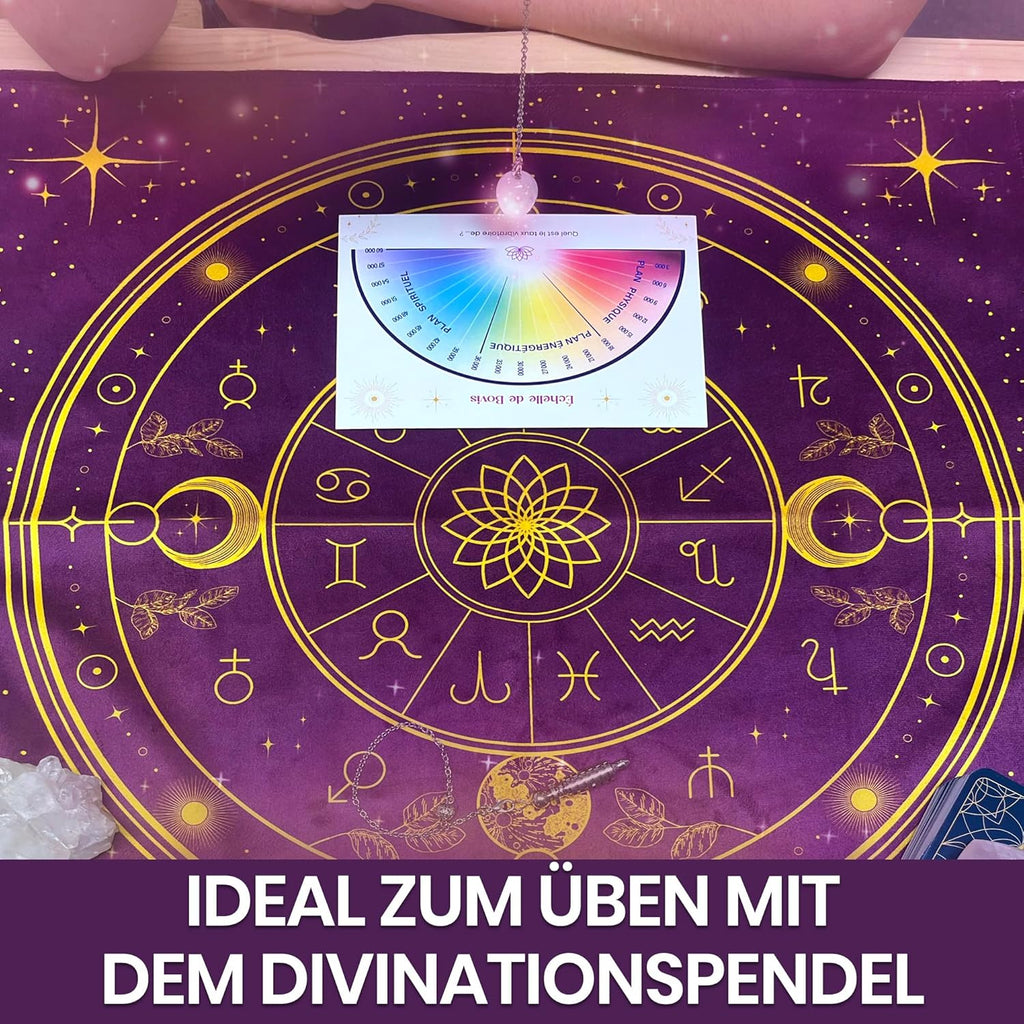 VIBRATIS Altar Zubehör - Tarot-Tuch aus Samt - Altartuch für Rituale, Esoterik Zubehör, Samttuch für Tarotkarten & Pendel
