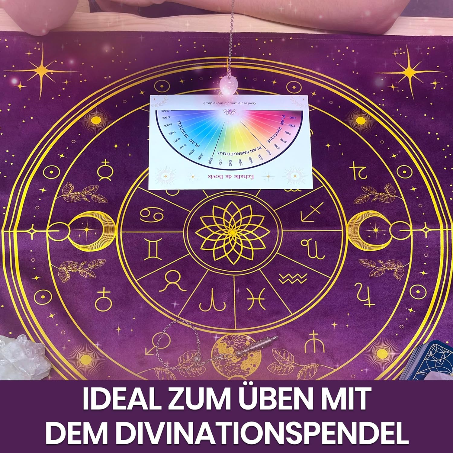 VIBRATIS Altar Zubehör - Tarot-Tuch aus Samt - Altartuch für Rituale, Esoterik Zubehör, Samttuch für Tarotkarten & Pendel