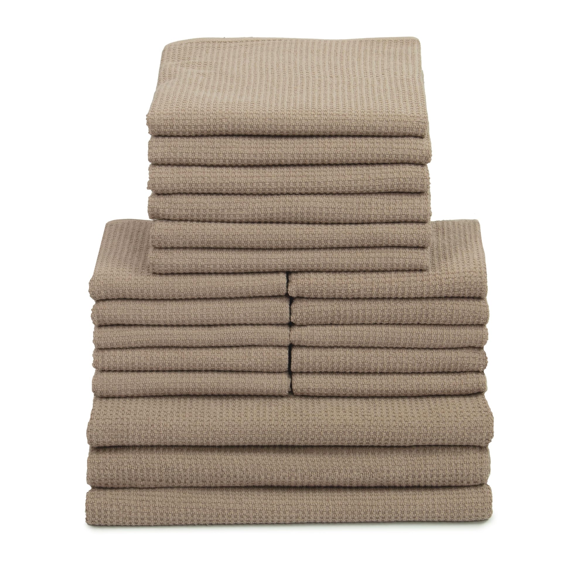 ZOLLNER Set of 10 Flannels in 30 x 30 cm – Durable Hand Towels in Beige – with Practical Hanger – Timeless Waffle Pattern – Washable up to 95 °C – Cotton – Hotel Quality
