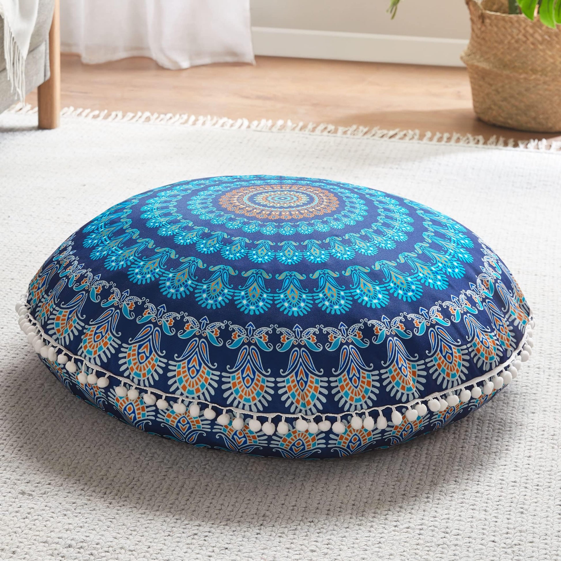 Codi Meditation Floor Pillow Set of 2, Round Large Pillows Seating for Adults, Bohemian Mandala Circle Cushion for Outdoor Fireplace Yoga Living Room, 32 Inch, Memory Foam Added, Purple Orchid New