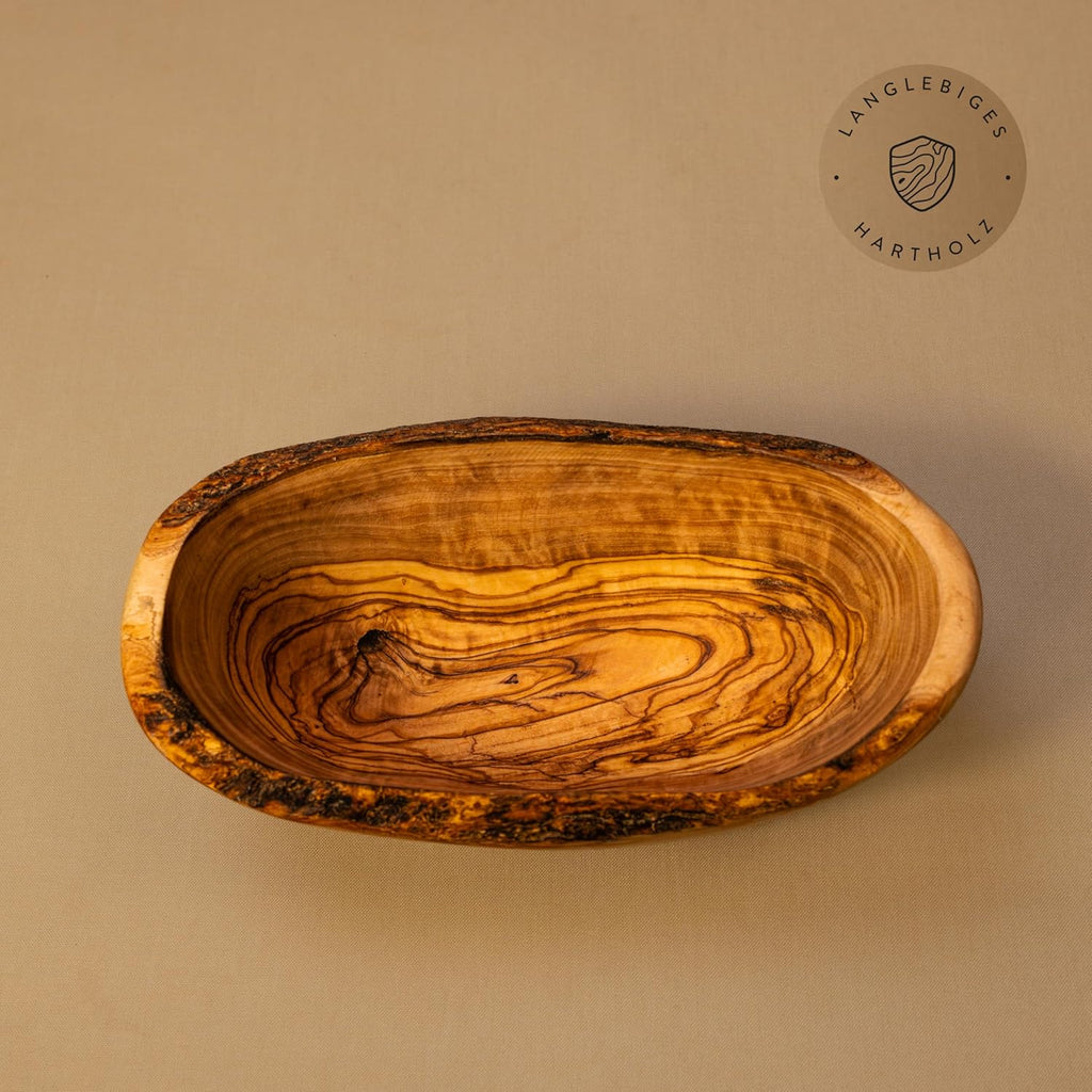 Olive wood bowl, baguette bowl, oblong in natural cut from 20 cm, 20cm