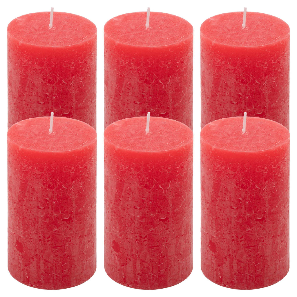 Rustic Candle Height 11.5 cm Diameter 6.8 cm Long Burning Time Round Candle Pillar Candles Candle Decoration Table Candles Christmas Candles Wedding Decoration (Orange, 6)