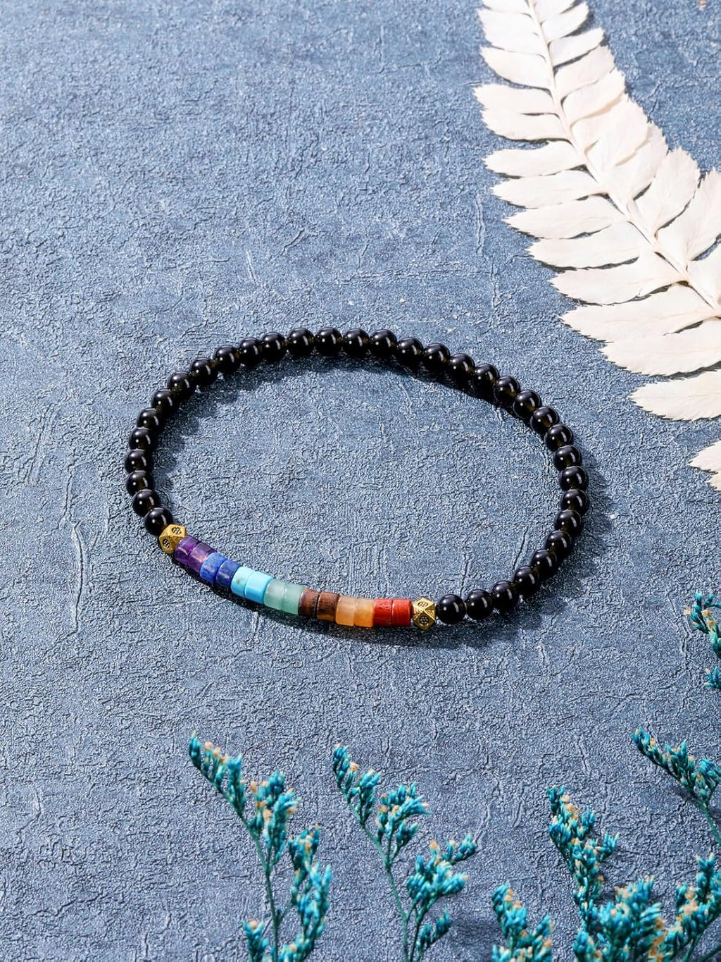 CrystalTears 7 Chakren Armband Damen elastischer Heilende Kristalle Perlenarmband Reiki Talisman spirituelle Geschenke