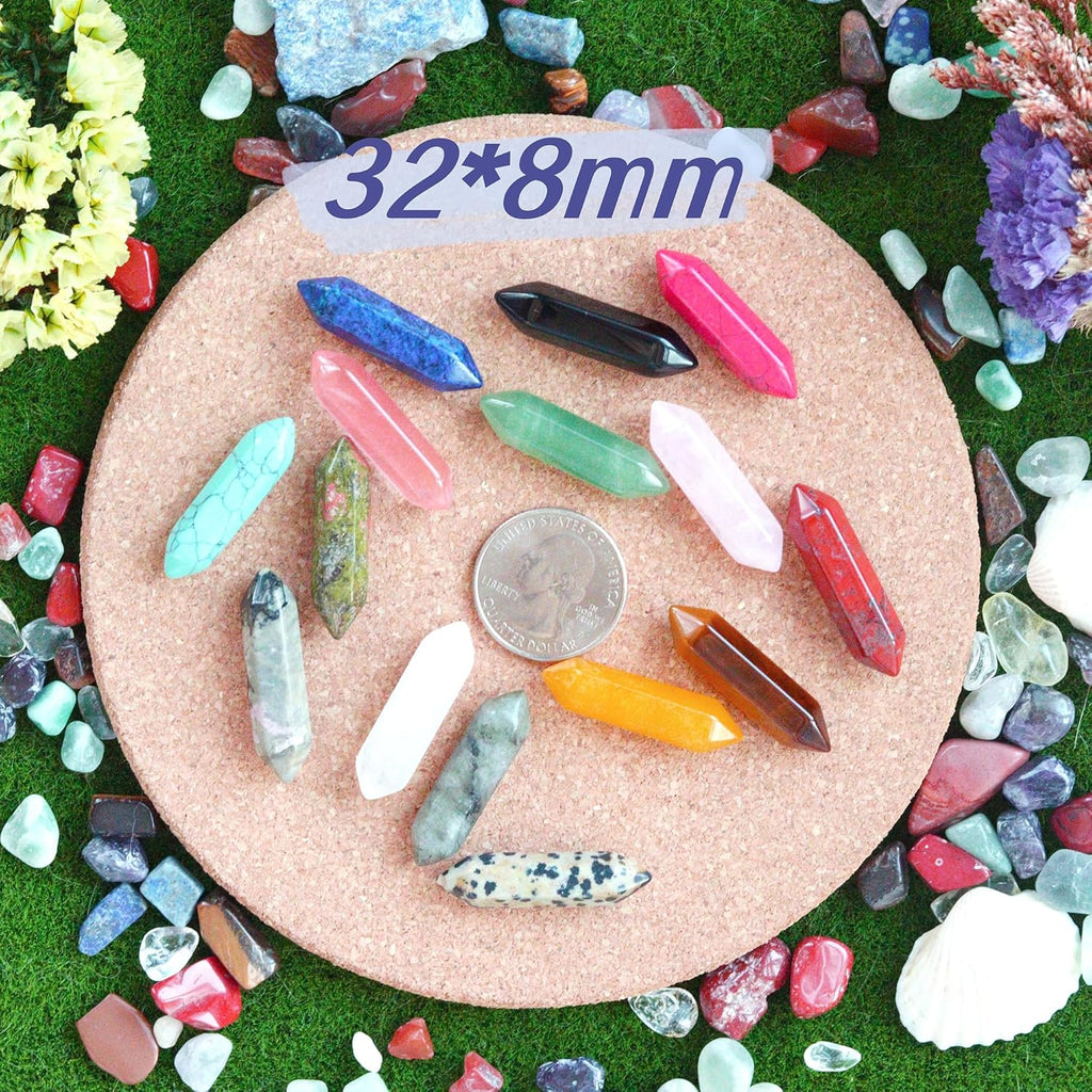 QINJIEJIE 20 Stück Edelsteine Sechseckige Kristalle Heilsteine Set Reiki Stein Amethyst Tigerauge Rosenquarz Heilende Kristall Edelstein Esoterik Geschenke Chakra Steine Spirituelle Deko