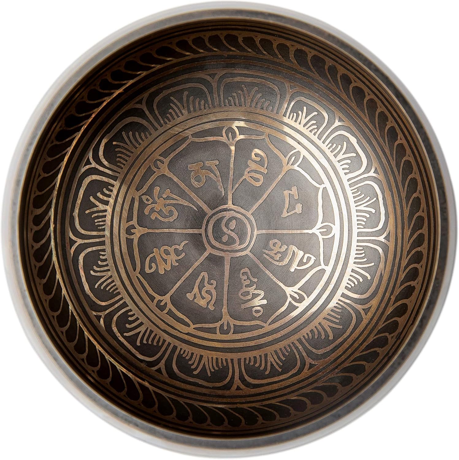 Premium Tibetan Singing Bowl Set – Handmade in Nepal Sound & Meditation Bowl – Spiritual Decor for Yoga, Wellness Spaces & Relaxation by Himalayan Bazaar (Brown & Red)