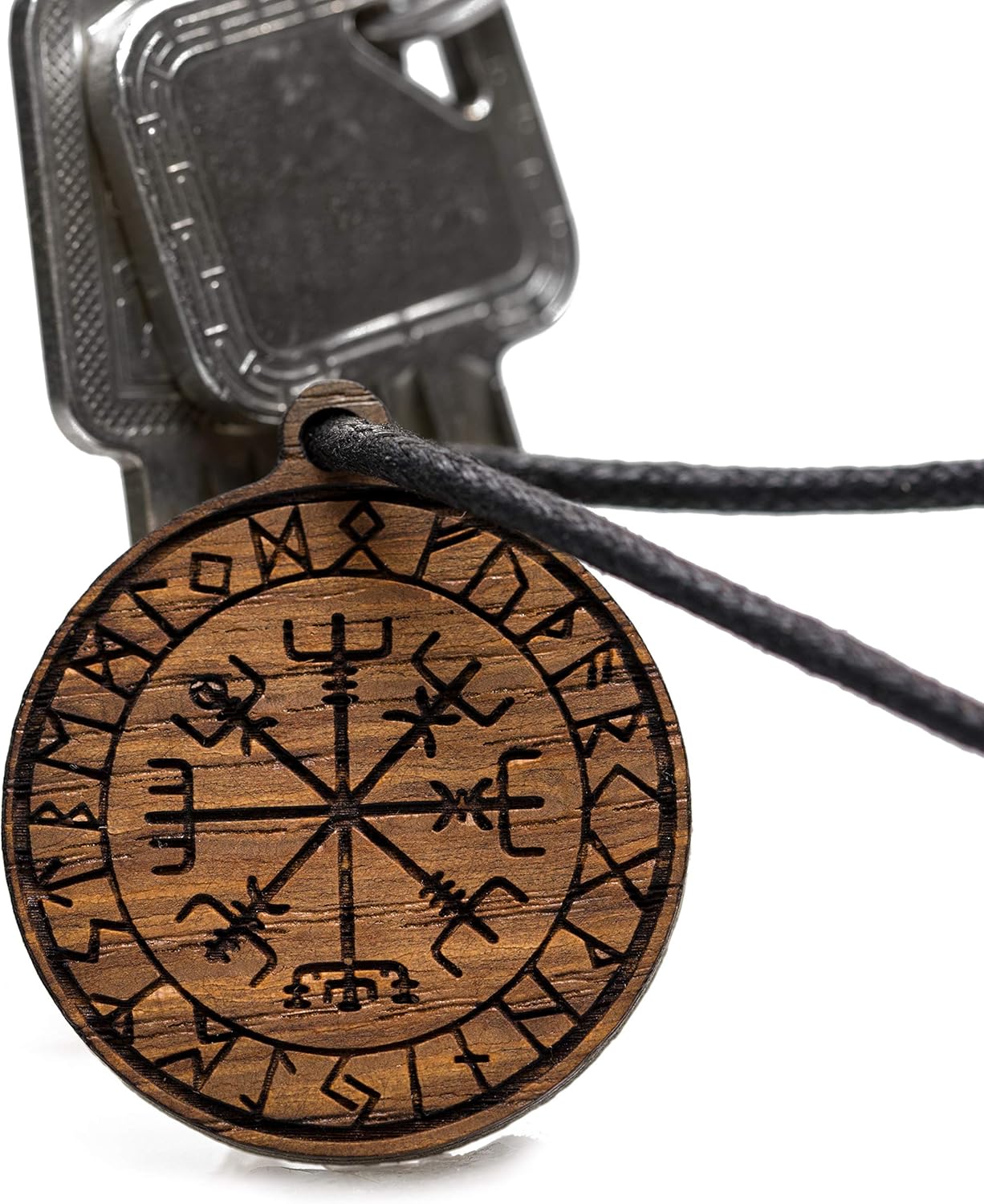 treeforce Schutzrune Holzkette, Halskette, Schlüsselanhänger, Talisman oder Auto- Anhänger 3 in 1 DIY Schmuck, Handmade, nachhaltig und vegan aus Holz