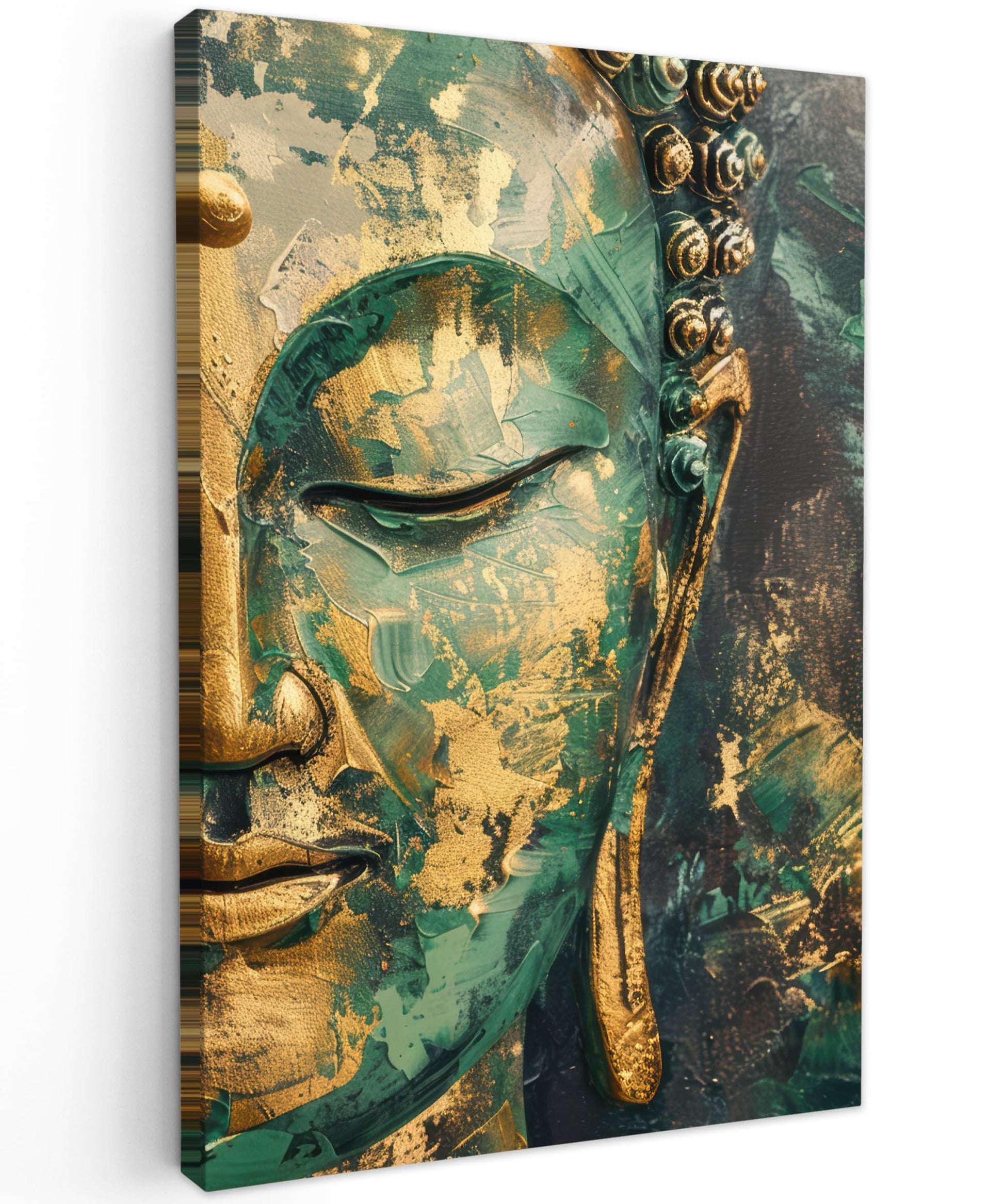 MuchoWow© Wall Pictures Large 120 x 80 cm XXL Bedroom Home Decoration Home Picture Living Room Photo Canvas Wall Pictures Canvas Wall Decor Buddha - Zen - Gold - Luxury - Spiritual