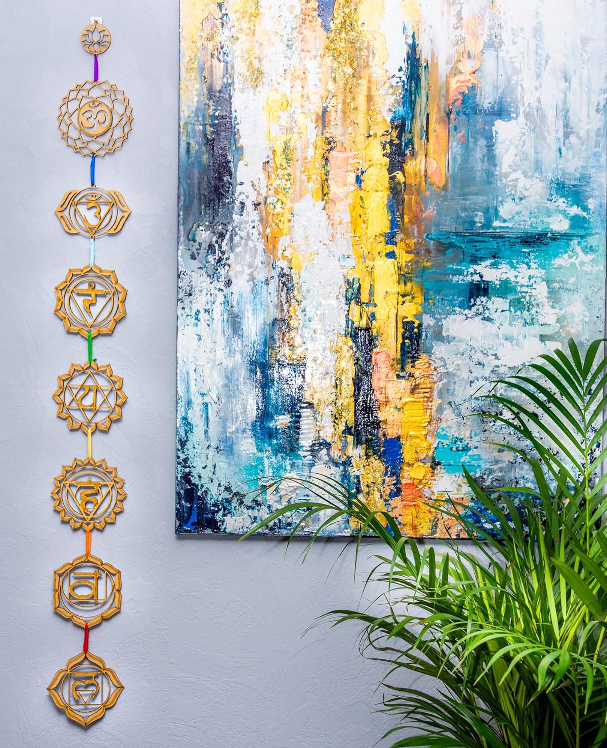 WICCSTAR Chakra Schild, Wandbehang, Heimdekoration für Meditation. Yoga Wandkunst. Spirituelle Mandala Ornamente für Schlafzimmer, Wohnzimmer und Studio