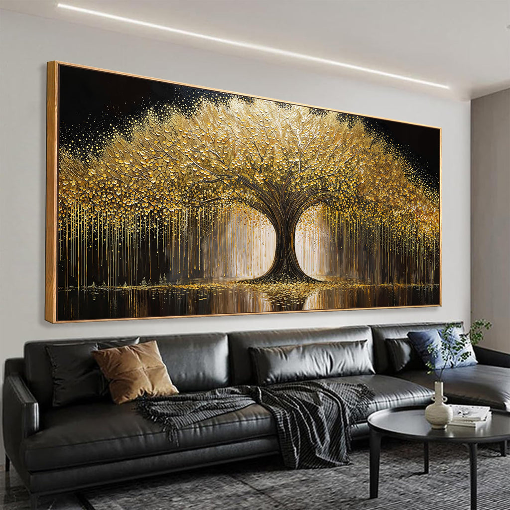 Golden Tree Of Life Wall Art Decor Modern Art Wall Decor Ready To Hang Artwork Canvas Wall Art For Bedroom Living Room Bathroom Office Kitchen Canvas Prints 20x40 Inch