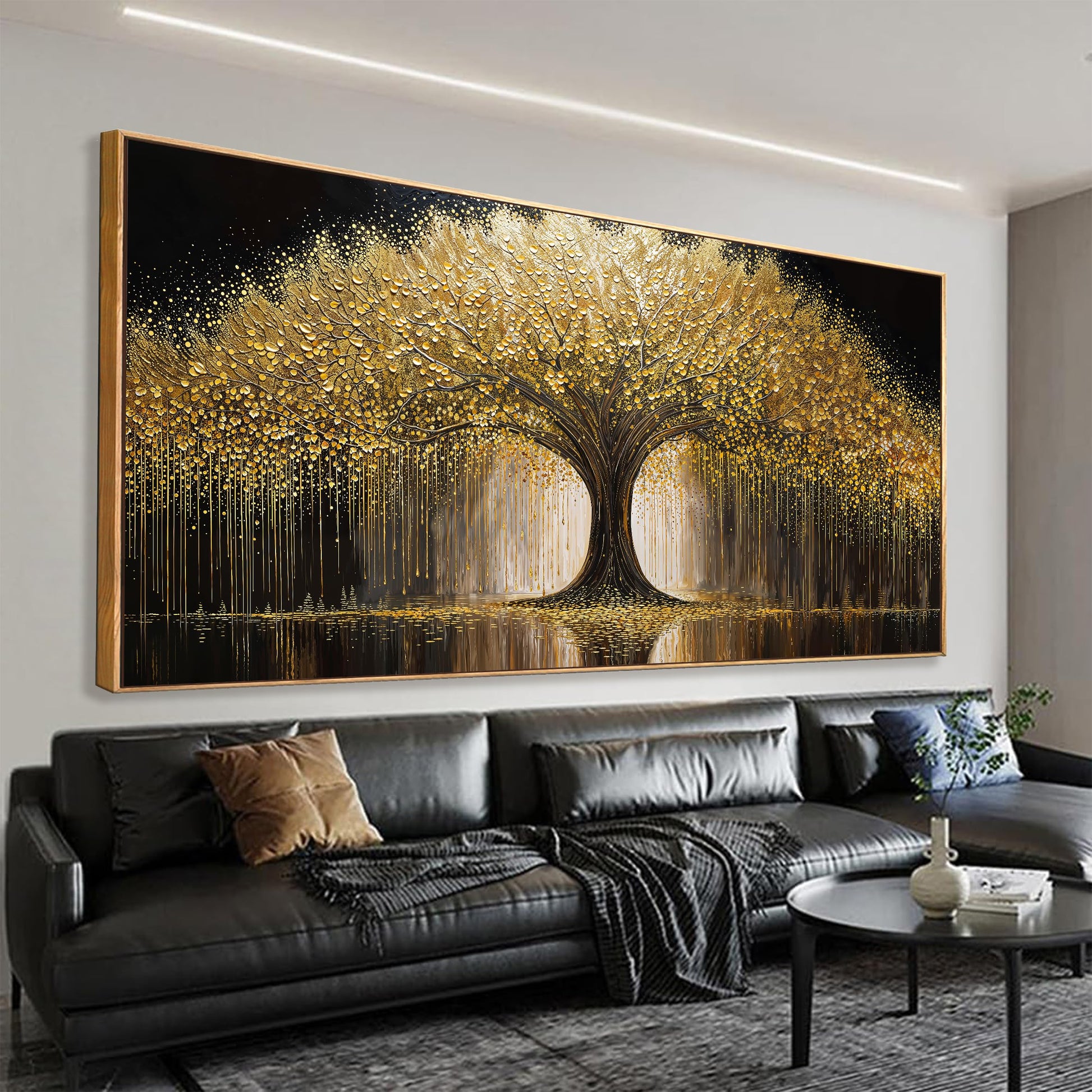Golden Tree Of Life Wall Art Decor Modern Art Wall Decor Ready To Hang Artwork Canvas Wall Art For Bedroom Living Room Bathroom Office Kitchen Canvas Prints 20x40 Inch