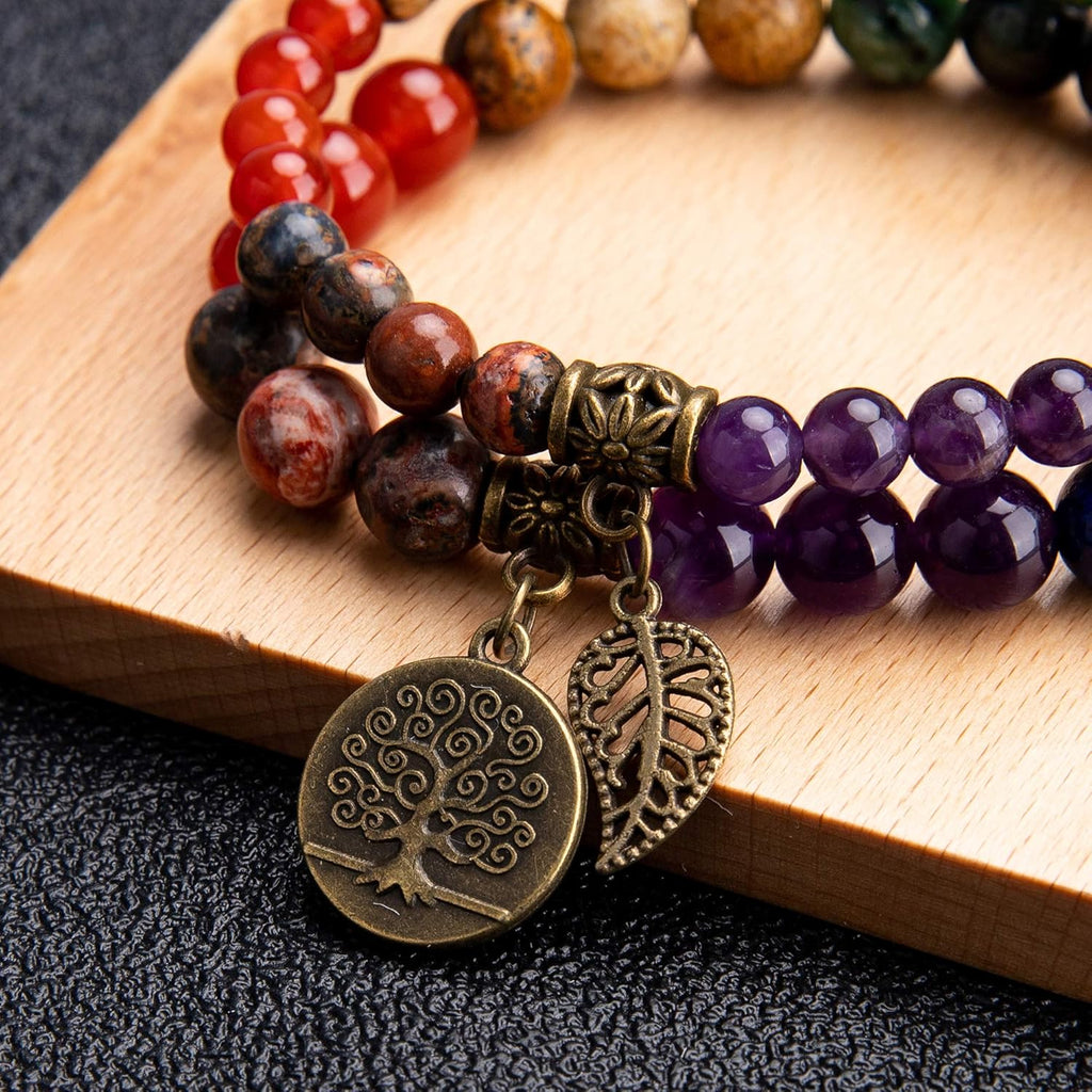 Farfume Chakra Armband Echte Steine, Echte Steine-Edelsteine Armband fur Damen