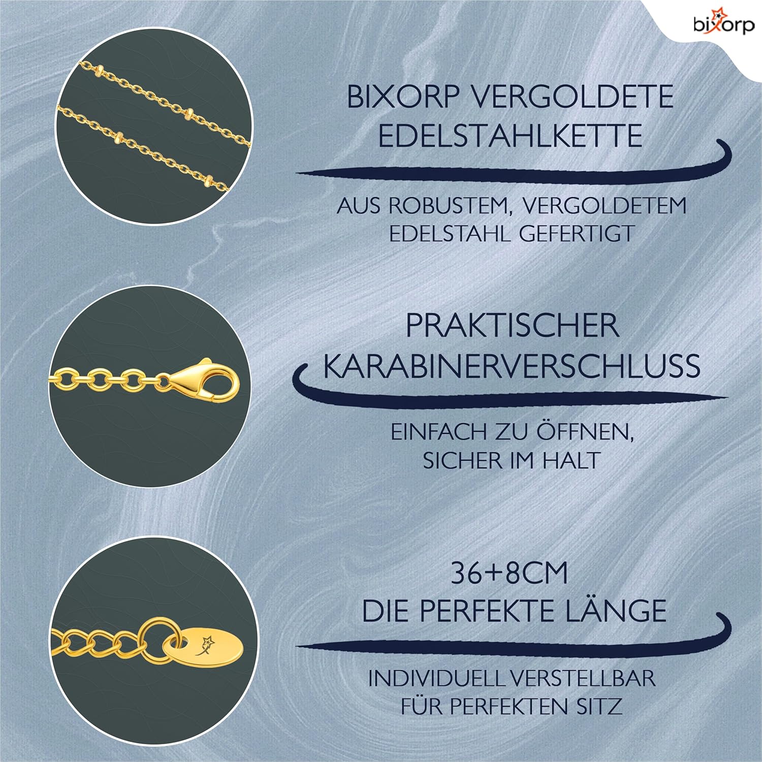 Chakra-Halskette aus rohen Edelsteinen mit 18 Karat Goldplattierung - Edelstahl - 36cm + 8cm verstellbar