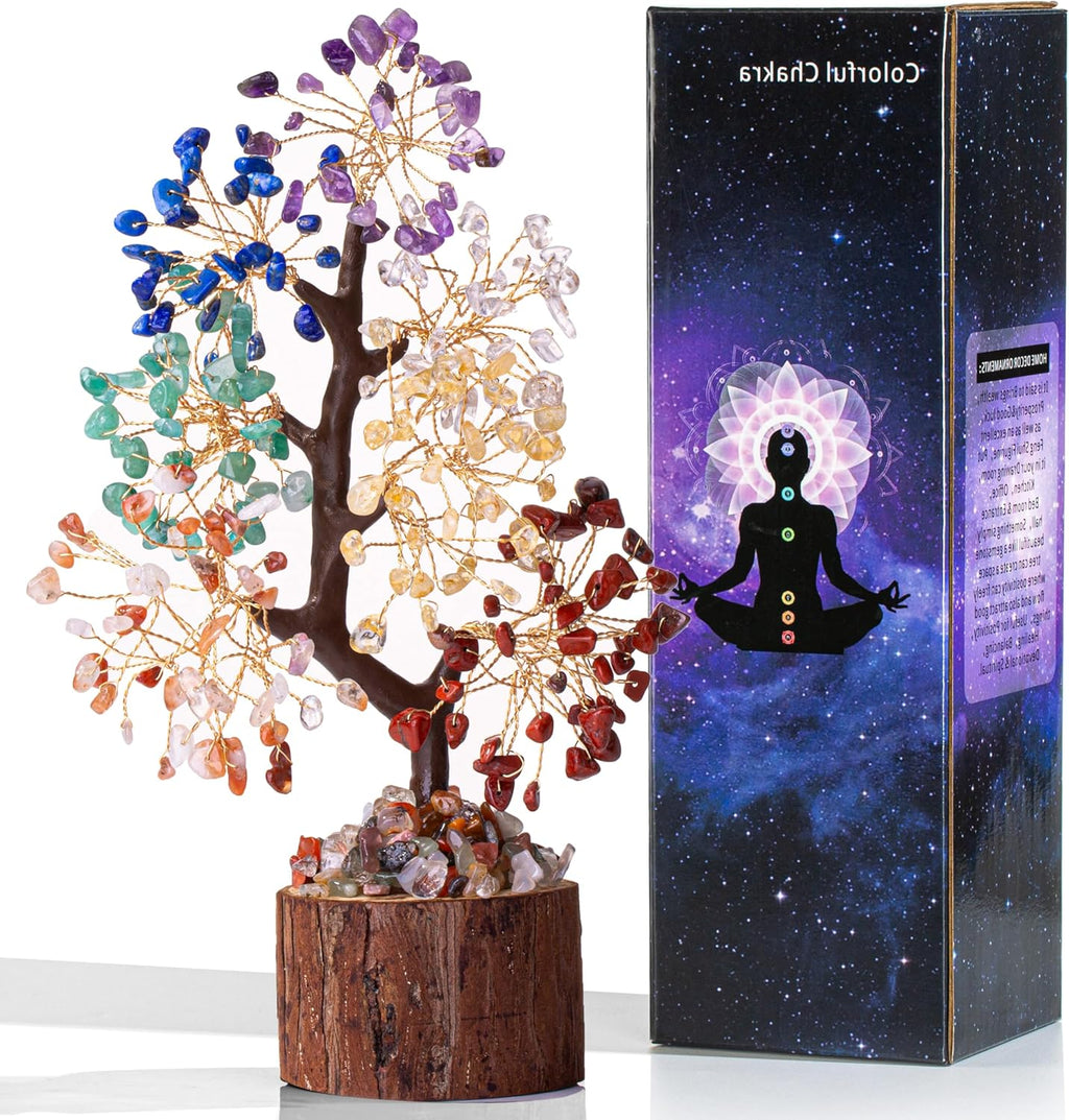 AWARDSEN Chakra Steine Kristallbaum, Lebensbaum, Edelsteinkristall Bonsai Baum, Geldbaum Schreibtisch Deko, Baum des Lebens, Spirituell Esoterik Feng Shui Deko, Spirituelle Geschenke für Frauen
