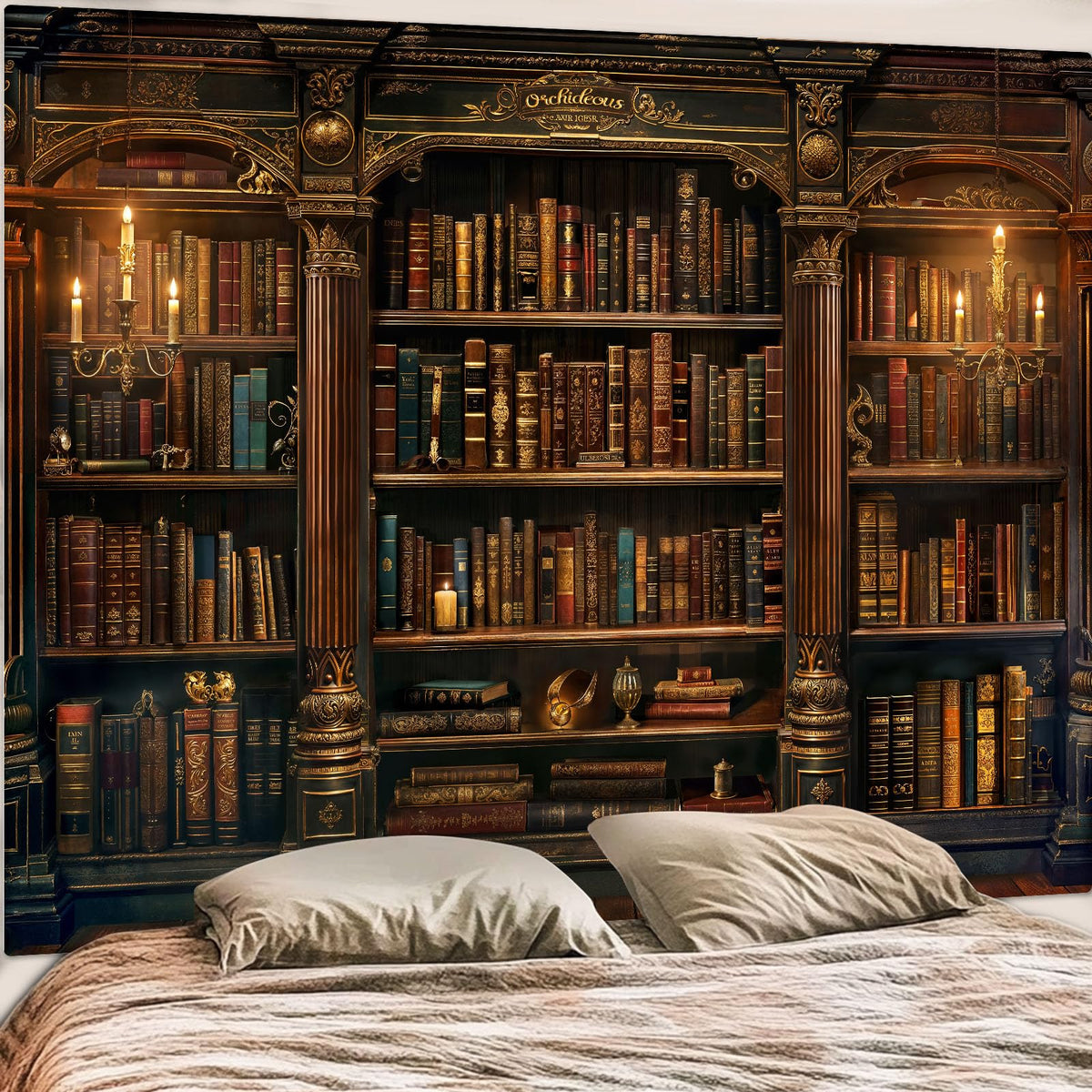 Accnicc Forest Library Tapestry Tree Bookshelf Tapestries Wall Hanging Vintage Fantasy Fairy Treehouse Book Large Tapestry for Bedroom Living Room Dorm Classroom 80 x 60 inch