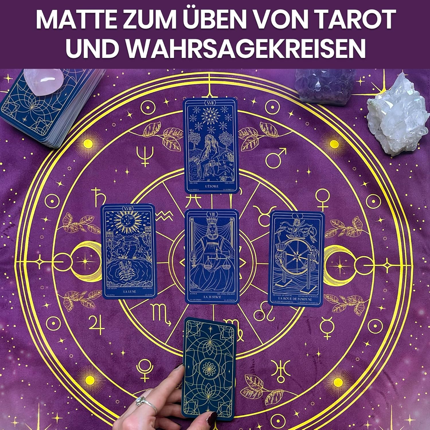 VIBRATIS Altar Zubehör - Tarot-Tuch aus Samt - Altartuch für Rituale, Esoterik Zubehör, Samttuch für Tarotkarten & Pendel