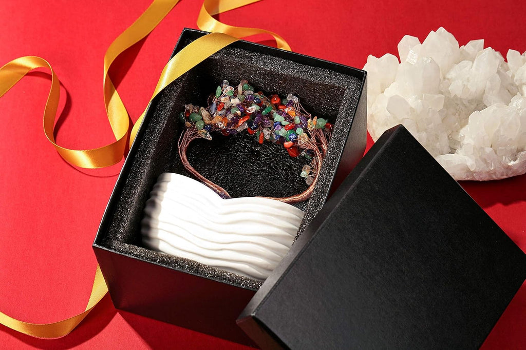 Jovivi 7 Chakra-Heilkristalle, Herz, Baum, Heilstein, Bonsai, für Hochzeitszeremonie, Reiki, Balancing Energie, Meditation, Feng Shui, Reichtum und Glück, Heim, Büro, Dekoration, 20 cm - 21 cm